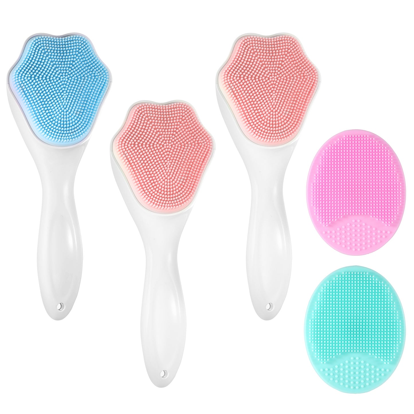 Silicone Pore Cleansing Brush for Face - Manual Exfoliator & Blackhead Scrubber, Gentle Facial Scrub Brush, Waterproof, Handheld Skincare Tool (5 Pcs)