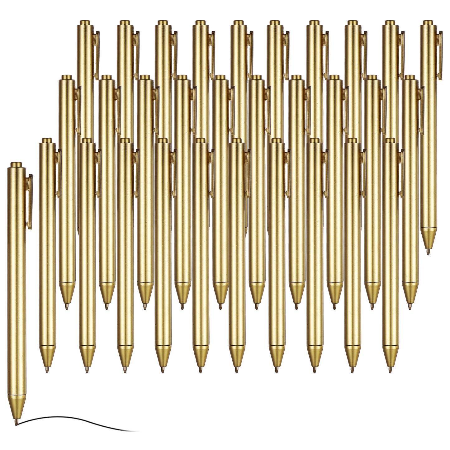 Lusofie 30 Pcs Gold Ballpoint Pens Retractable Slim Ballpoint Pens Black Ink Medium Point 0.5mm Biro Pen, Guest Book Pen for Wedding Party Business Office School