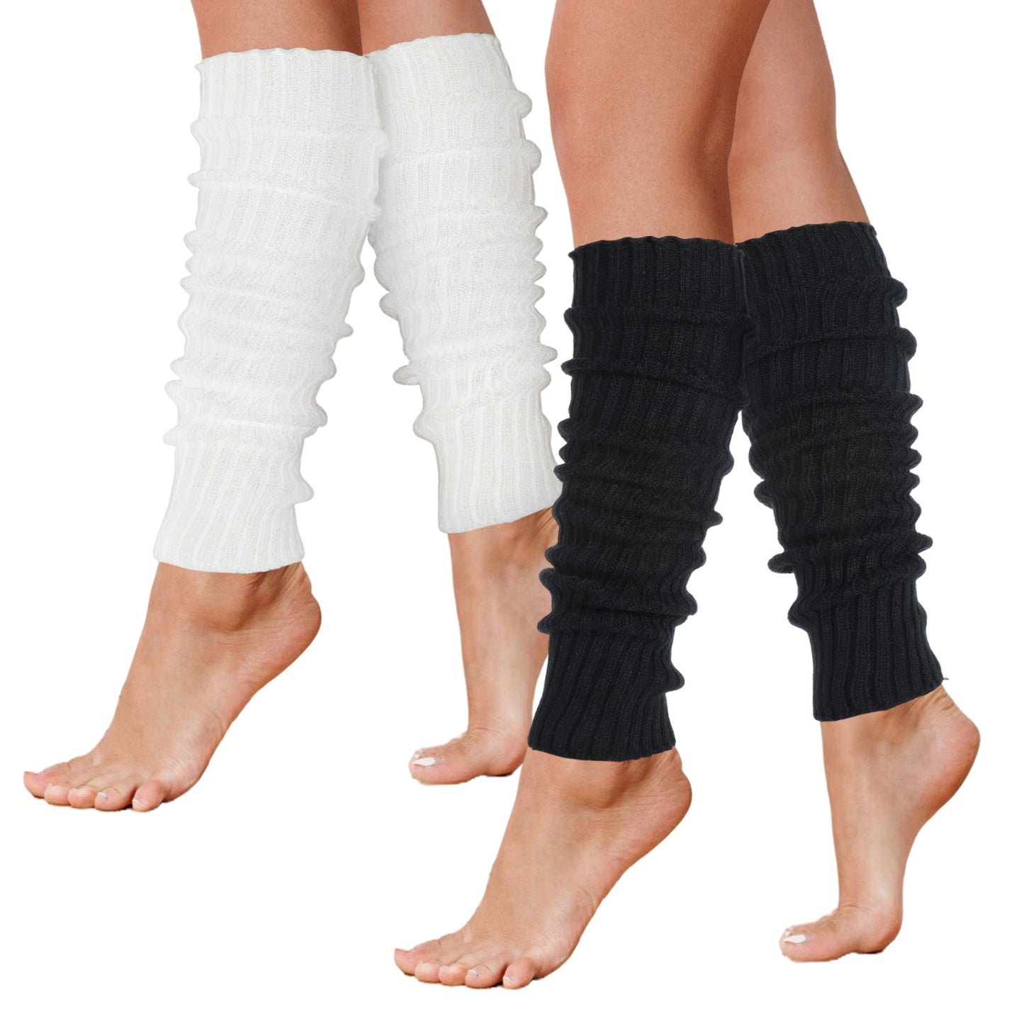 Tucnoeu 2pcs Leg Warmers for Women, Furry Leg Warmers, 80s 90s Outfit Fashion Neon Ribbed Legs Socks, Soft Fashion Knit Calf Accessories Winter Warm