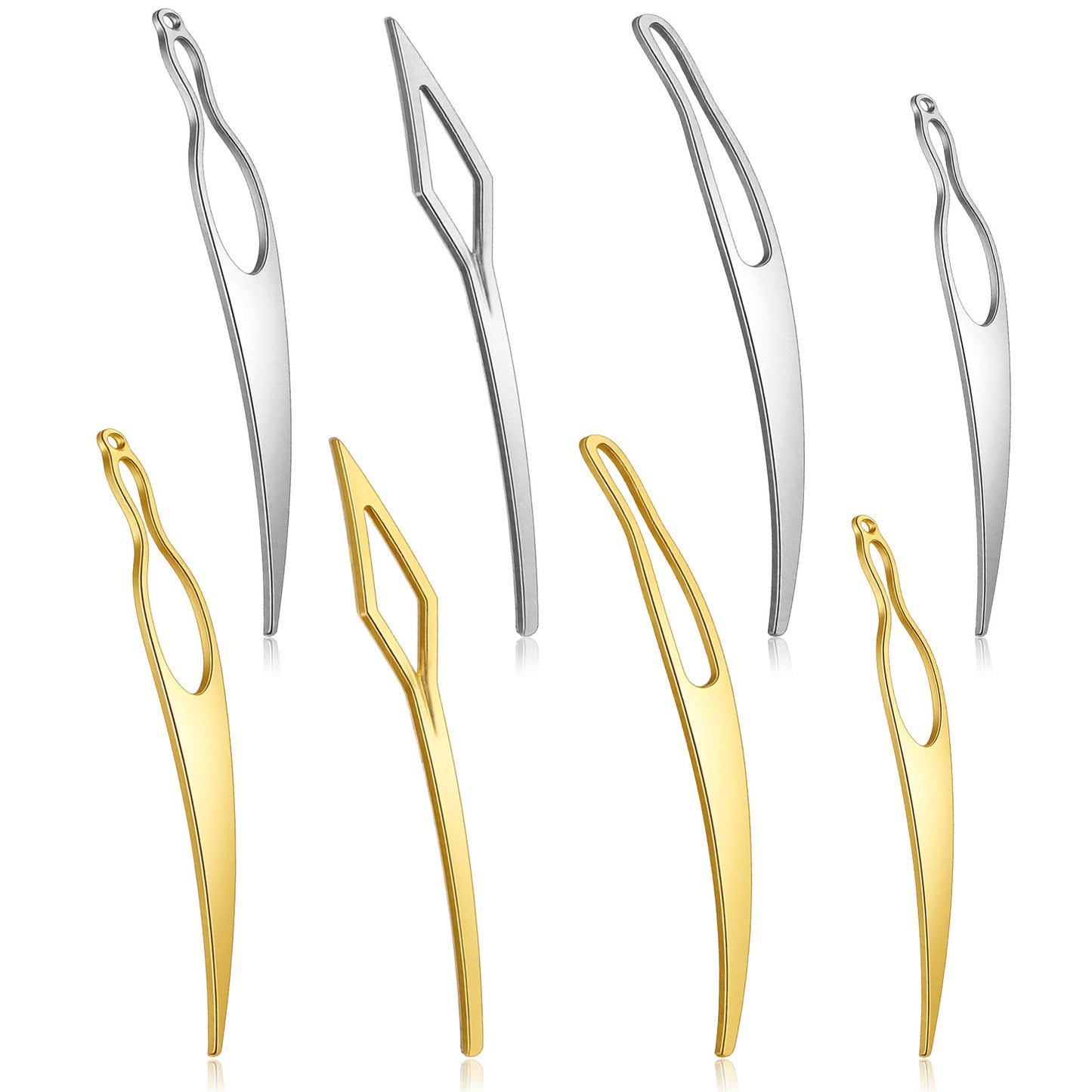 8-Piece Interlocking Tool for Locs, Easy Loc Maintenance & Hair Extensions | Reusable, Rust-Resistant with Non-Slip Grip Loc Crochet Needle (Gold, Silver)