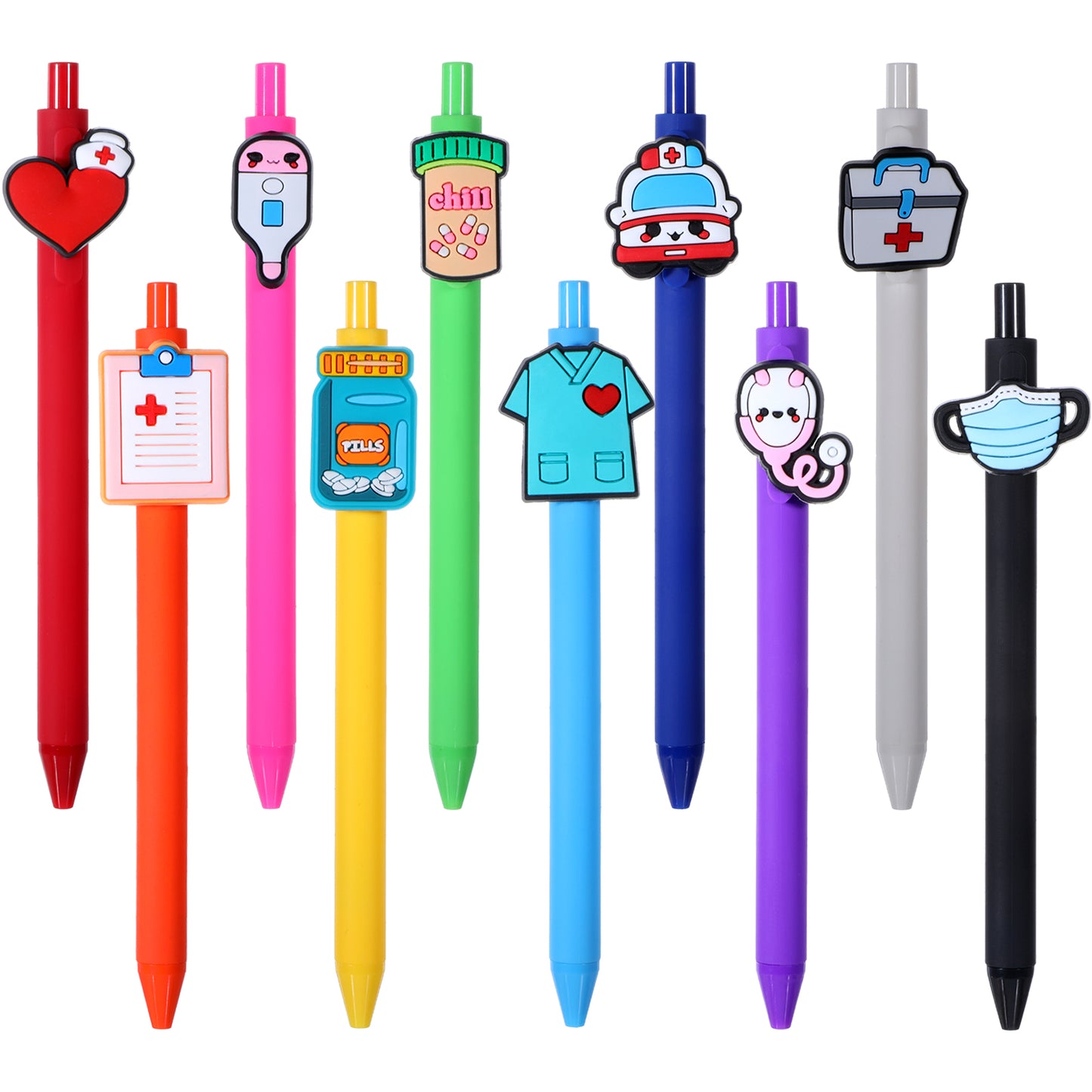 Tucnoeu 10pcs Cute Nurse Pens,Nursing Ballpoint Pens,Funny Pens for Work Colleagues,Nursing School Essentials Nursing Pens for Nurses, Medical Assistants, Students