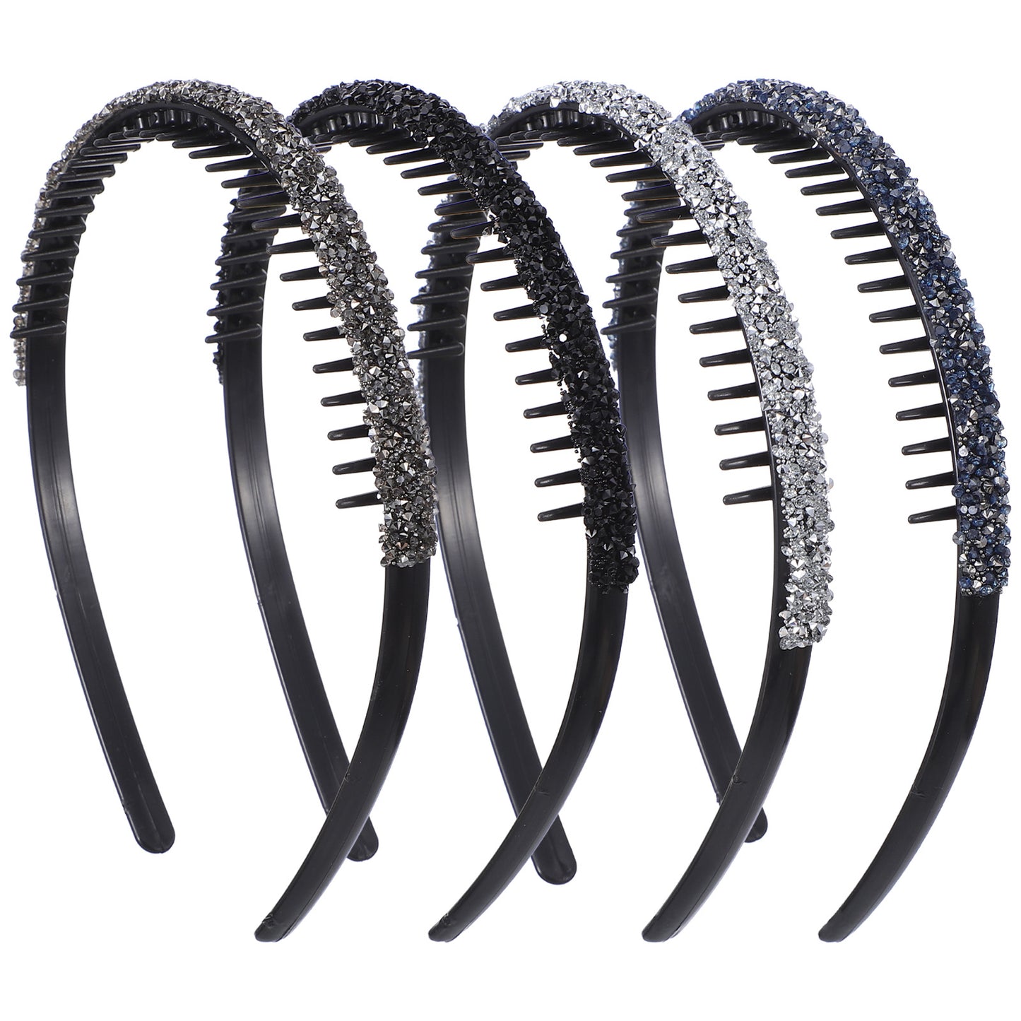 4Pcs Rhinestone Headbands for Women With Teeth Bling Diamond Headband Non Slip Hair Band Crystal Sparkly Headbands for Women Wedding Birthday Concert Holiday Daily Life Hair Accessories