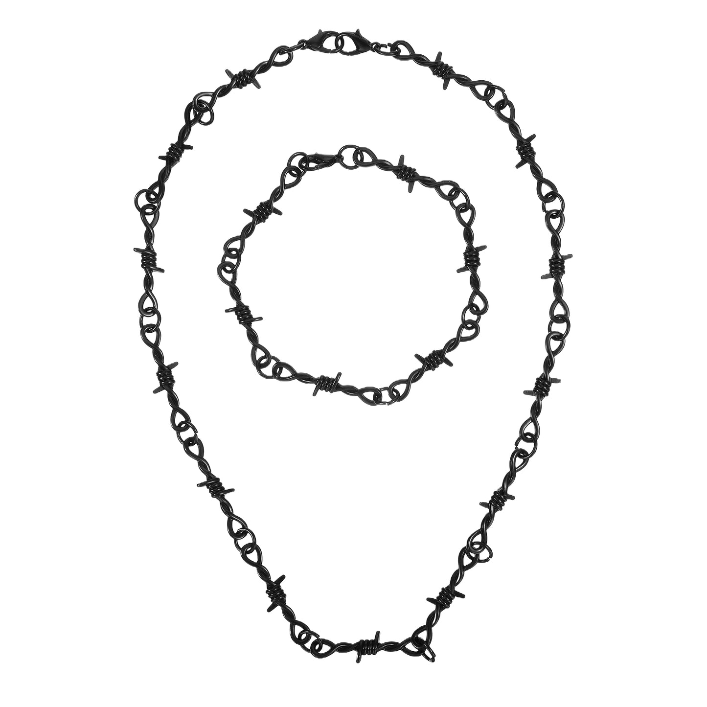 Yolev Barbed Wire Necklace and Bracelet Set Punk Thorns Barbed Wire Choker Black Metal Grunge Jewelry Barb Wire Necklace Hiphop Rock Goth Chain for Men Women Y2k Daily Versatile Fashion