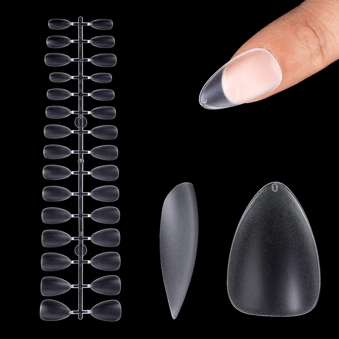 Lusofie 240Pcs Extra Short Almond Nail Tips Pre-shaped Full Matte Soft Gel Nail Tips, Acrylic Clear Nails Press on Full Cover Nails Fake Nail Tips for Nail Extensions(15 Sizes)