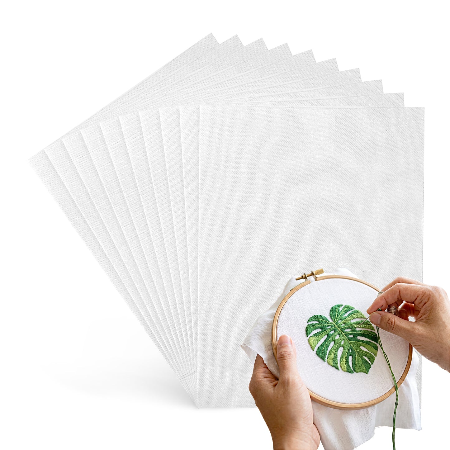 10Pcs Water Soluble Embroidery Stabilizer - A4 Adhesive Wash Away Stabilizer, Printable Transfer Paper for Hand & Machine Embroidery, (30x21cm)