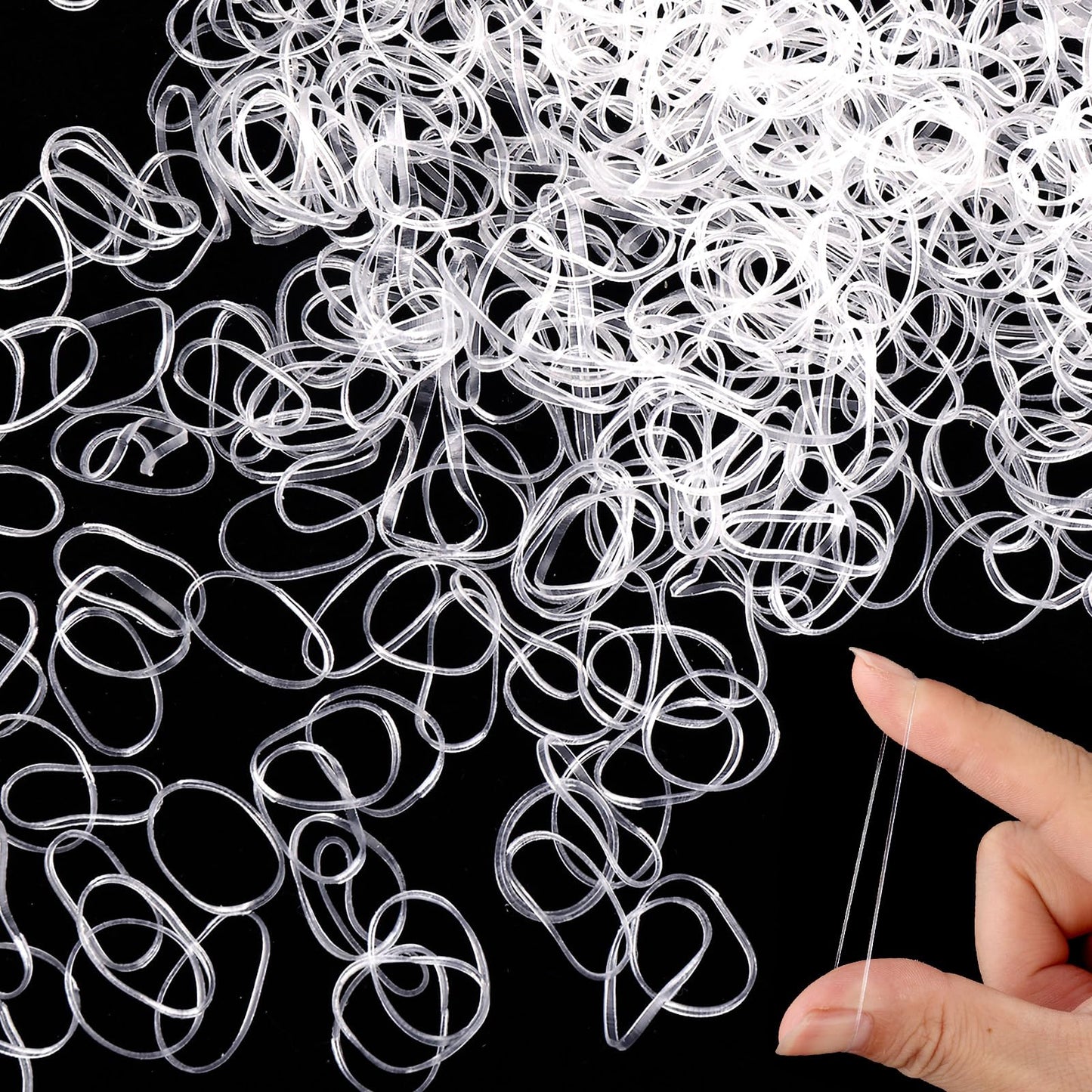 Lusofie 2500Pcs Clear Hair Elastic Bands Small Clear Elastic Hair Bands Soft Baby Elastic Hair Ties Hair Bands for Girls, Kids, Braids Hair, Wedding Hairstyle