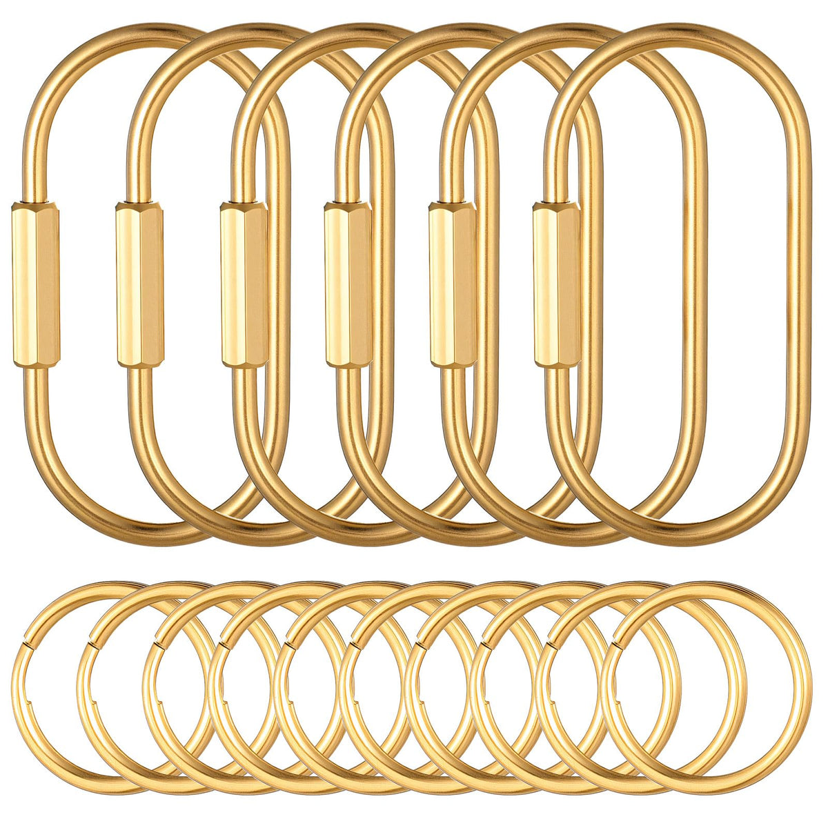 Yolev Brass Key Rings Bulk, Gold Key Chain Rings with 10 Flat Rings