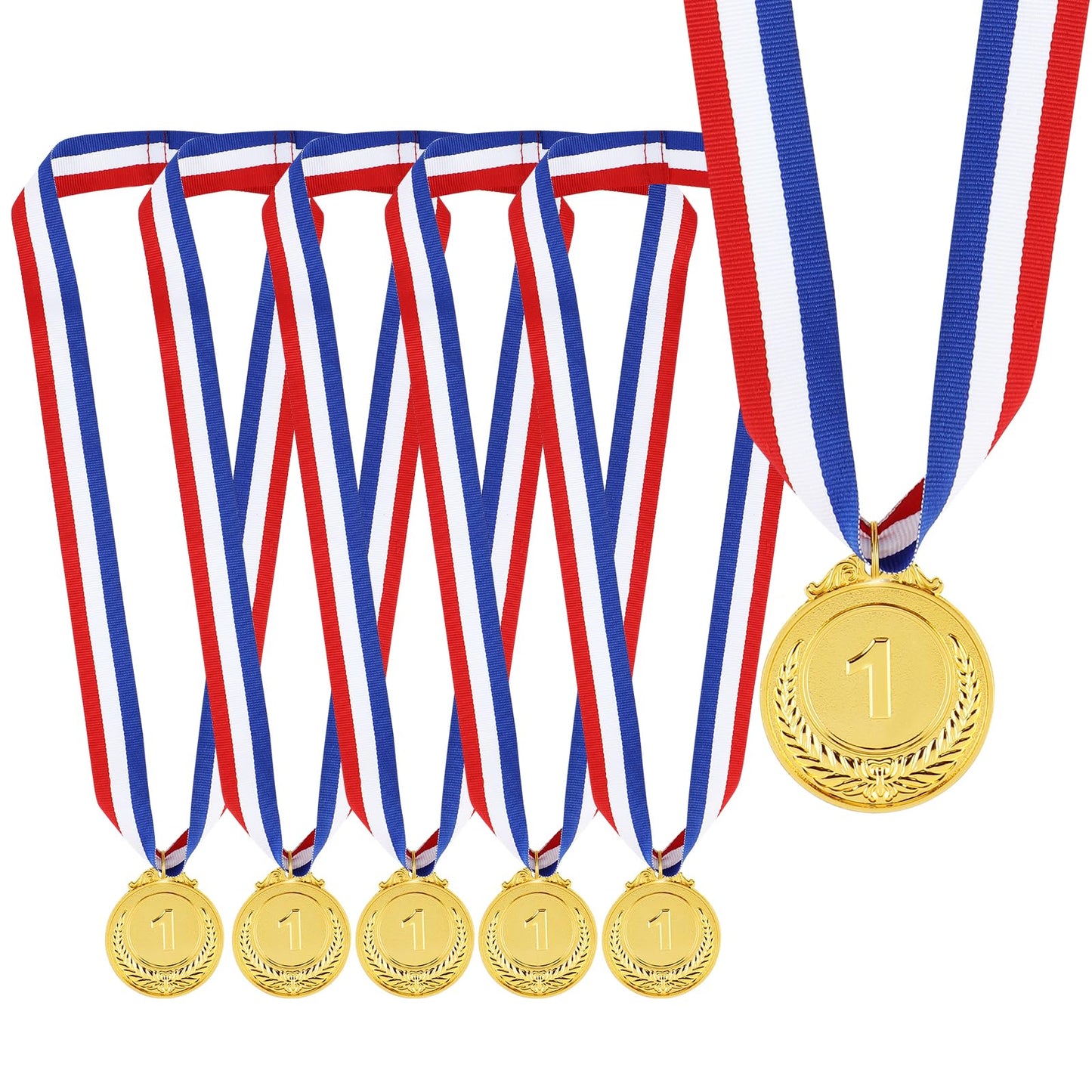 DIVINA VITAE Gold Award Medals - 6 Pcs Medals for Awards with Neck Strap Winner Medals 1st Place Medals for Sports Competition, Dance Competition, Talent Show, Relay, Food Competition