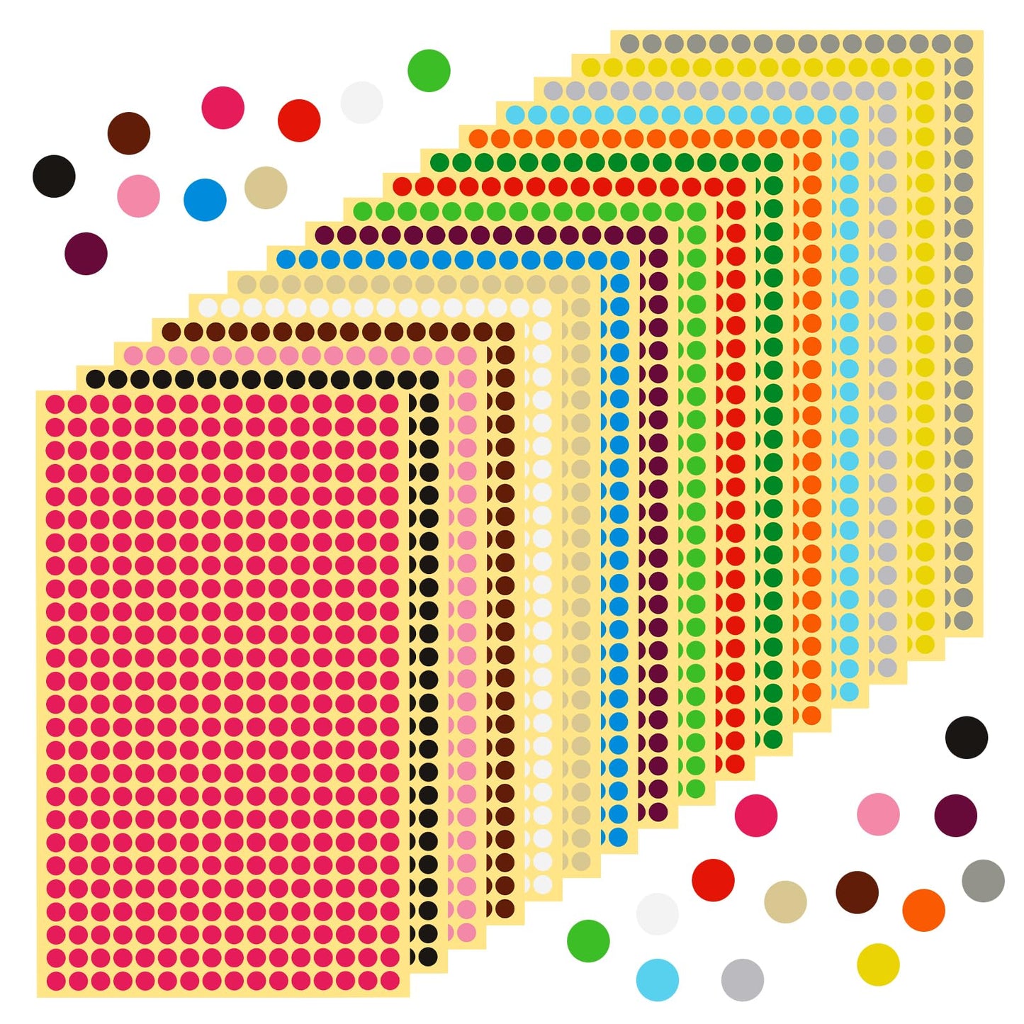 6528pcs Color Dot Stickers,0.23 Inch Diameter Mini Stickers,16 Colors Round Stickers,Self Adhesive Stickers,Color Circle Stickers for Office, Home, Event Activity Schools DIY Crafts Gift.