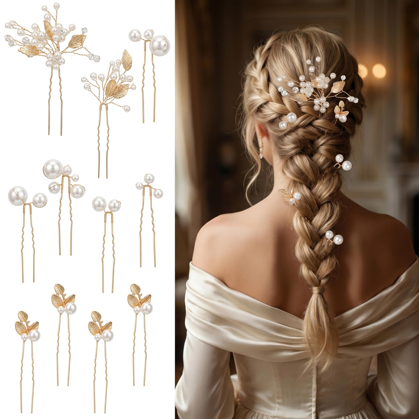 11Pcs Wedding Bridal Pearl Hair Pins Flower Bridal Pearl Hair Accessories