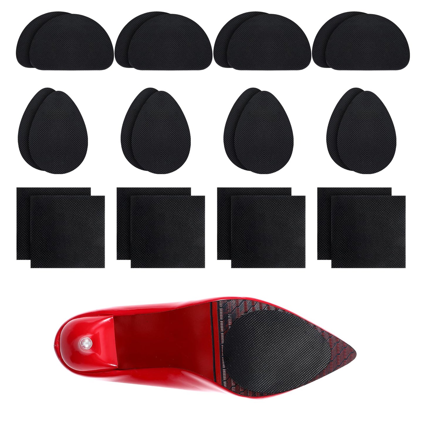 12 Pair Non-Slip Shoe Sole Protectors Pads,Self Adhesive Anti-Slip Shoe Grips,Non Slip Stickers for Shoes for Men & Women's Boots(3 Style,Black)