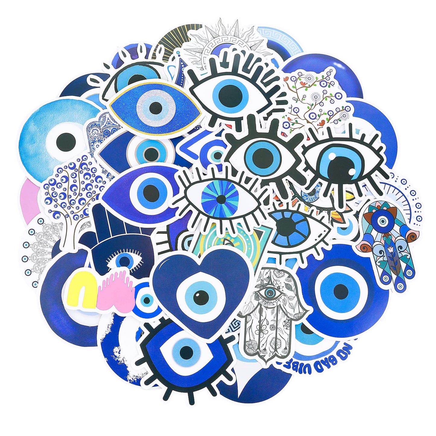 Lusofie 50Pcs Evil Eye Stickers Evil Eyes Computer Stickers Laptop Decals Waterproof Aesthetic Evil Eye Stickers for Water Bottles Skateboard Scrapbook Car Notebook Guitar Suitcase Luggage