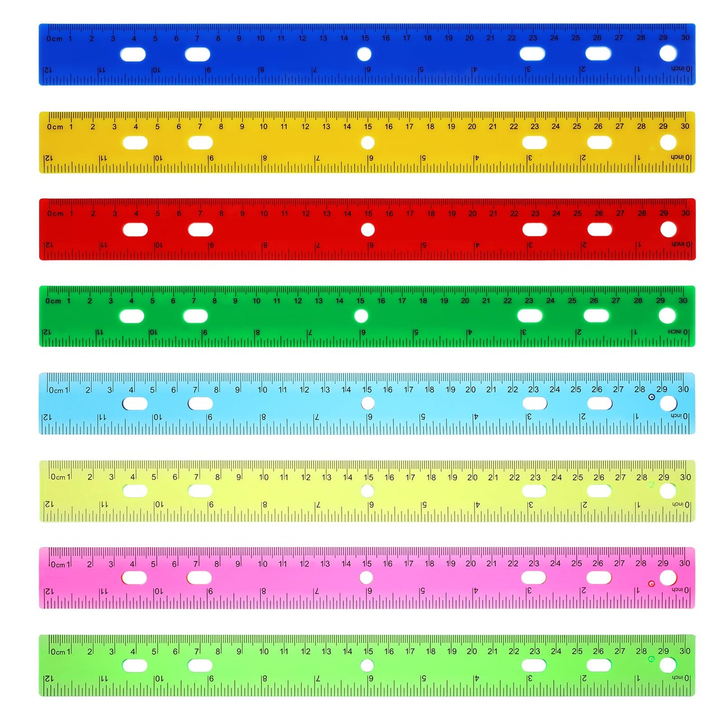 8 Pack Flexible Ruler 30cm Ruler 8 Colors Plastic Shatterproof Bendable Ruler Soft Transparent Ruler Student School Office Classroom Supplies