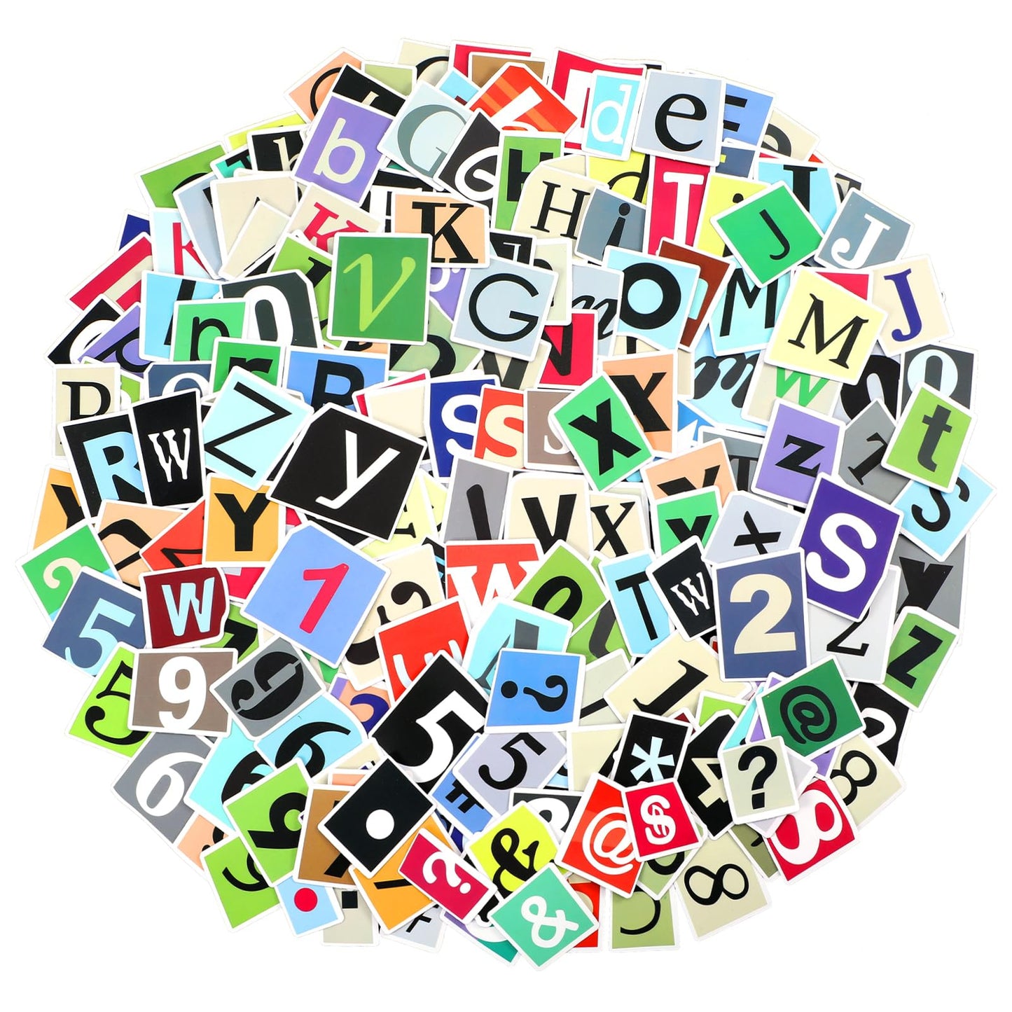 Self Adhesive Colorful Letter Stickers 200Pcs Waterproof Alphabet Stickers Vinyl Letter Stickers for Scrapbooking Laptop Computers Skateboards Water Bottle