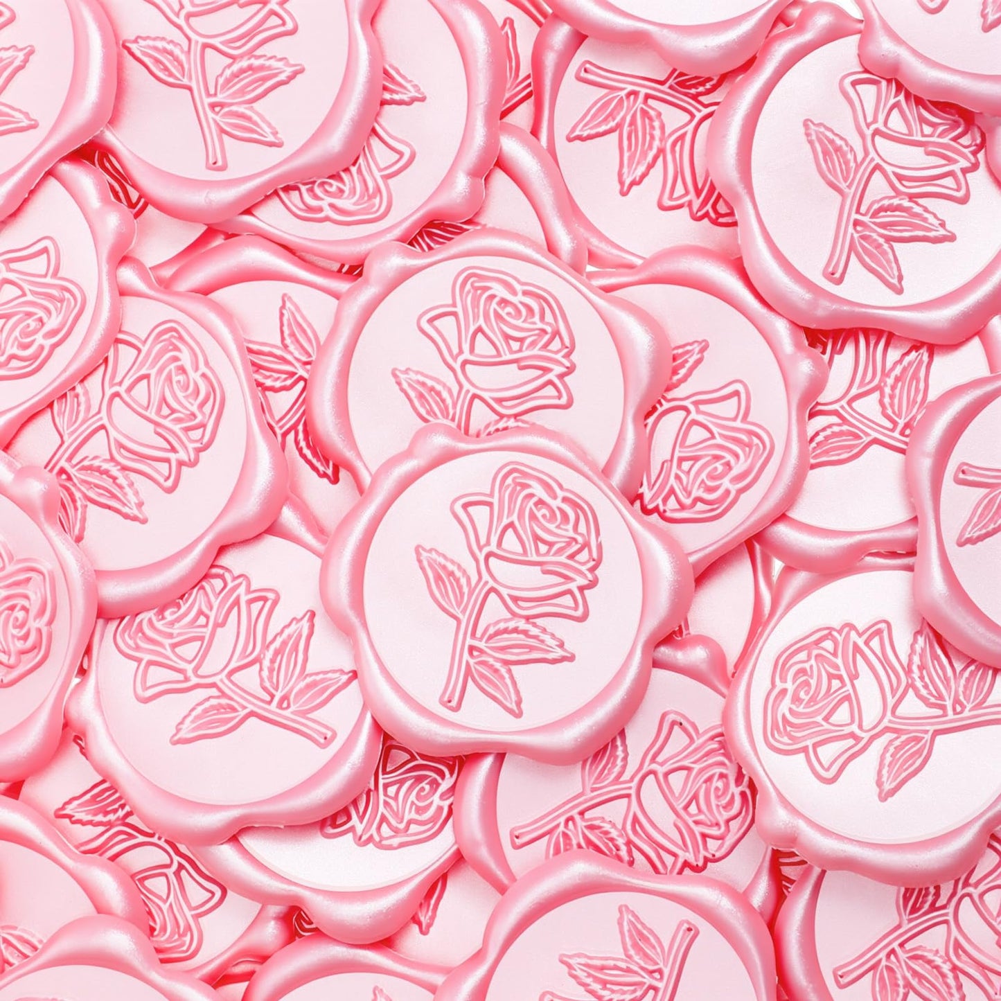 50 Pcs Pink Wax Seal Stickers Rose Envelope Seal Stickers Pink Wax Seals for Envelopes Wedding Christmas Adhesive Waxs Stamp Sticker Decals for Invitation Valentine's Day Gift Wrapping Greeting Card