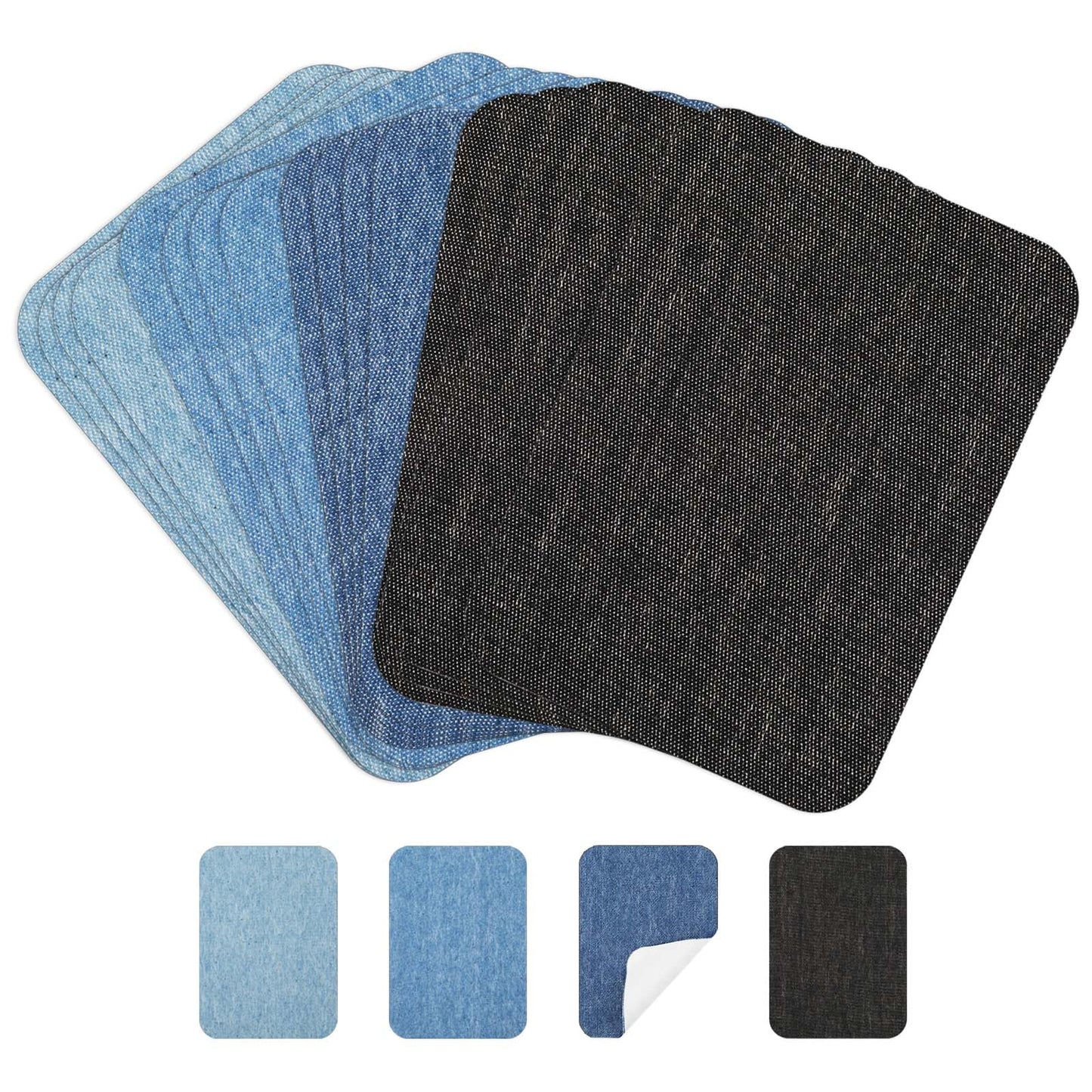 Telooco 20-Piece Garment Iron-On Patches Jeans Iron-On Patches for Inside and Outside 4-Shade Jeans Blue Patching Decorative Kit Dimensions 3" x 4-1/4" (7.8cm x 10.8cm)