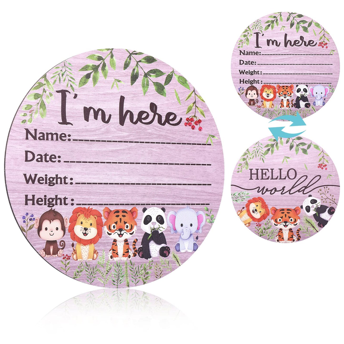 Baby Announcement Sign Hello World Newborn Name Sign Birth Announcement Sign for Hospital Wooden Baby Name Sign Welcome Baby Sign for New Baby Boy and Girl Gifts