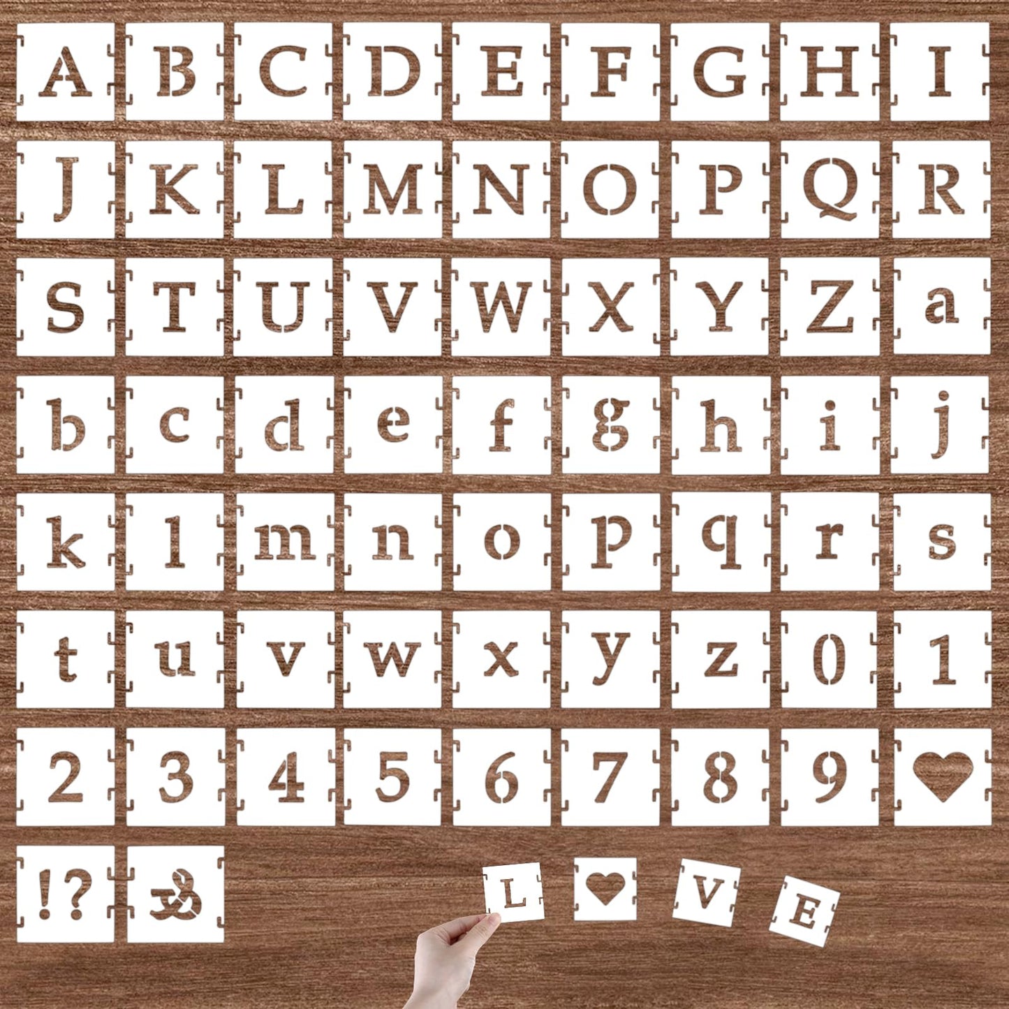 65 Pcs Letter Stencils Reusable Stencils Painting Alphabet Stencils Upper and Lower,Stencils for Crafts Reusable Can be Combined for Rock,Chalkboard,DIY School Art Projects,Signage,Wood,Wall, Fabric