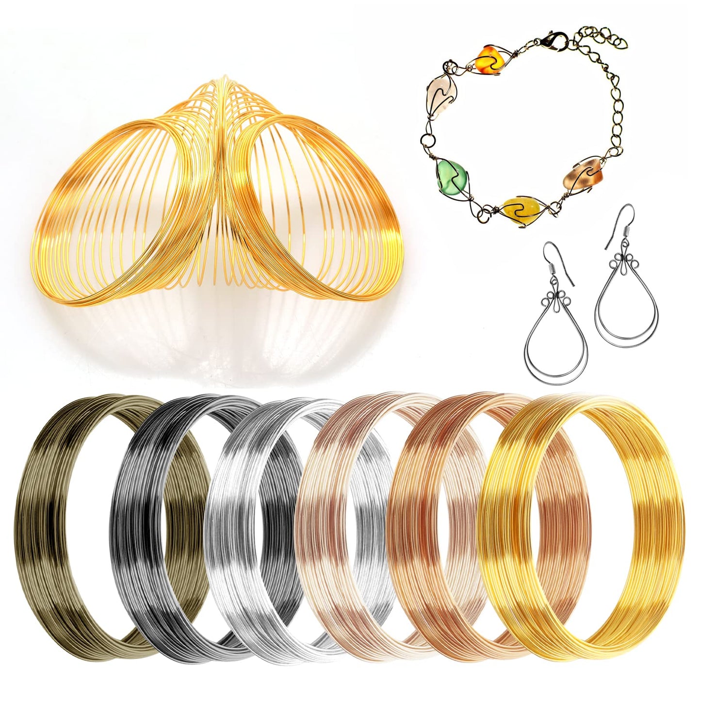 Lusofie 300 Loops Jewelry Wire Memory Beading Wire Multicolor Jewelry Wire Steel Memory Wire For Jewelry Making Supplies Art Creation Bracelet Necklace Diy Crafts