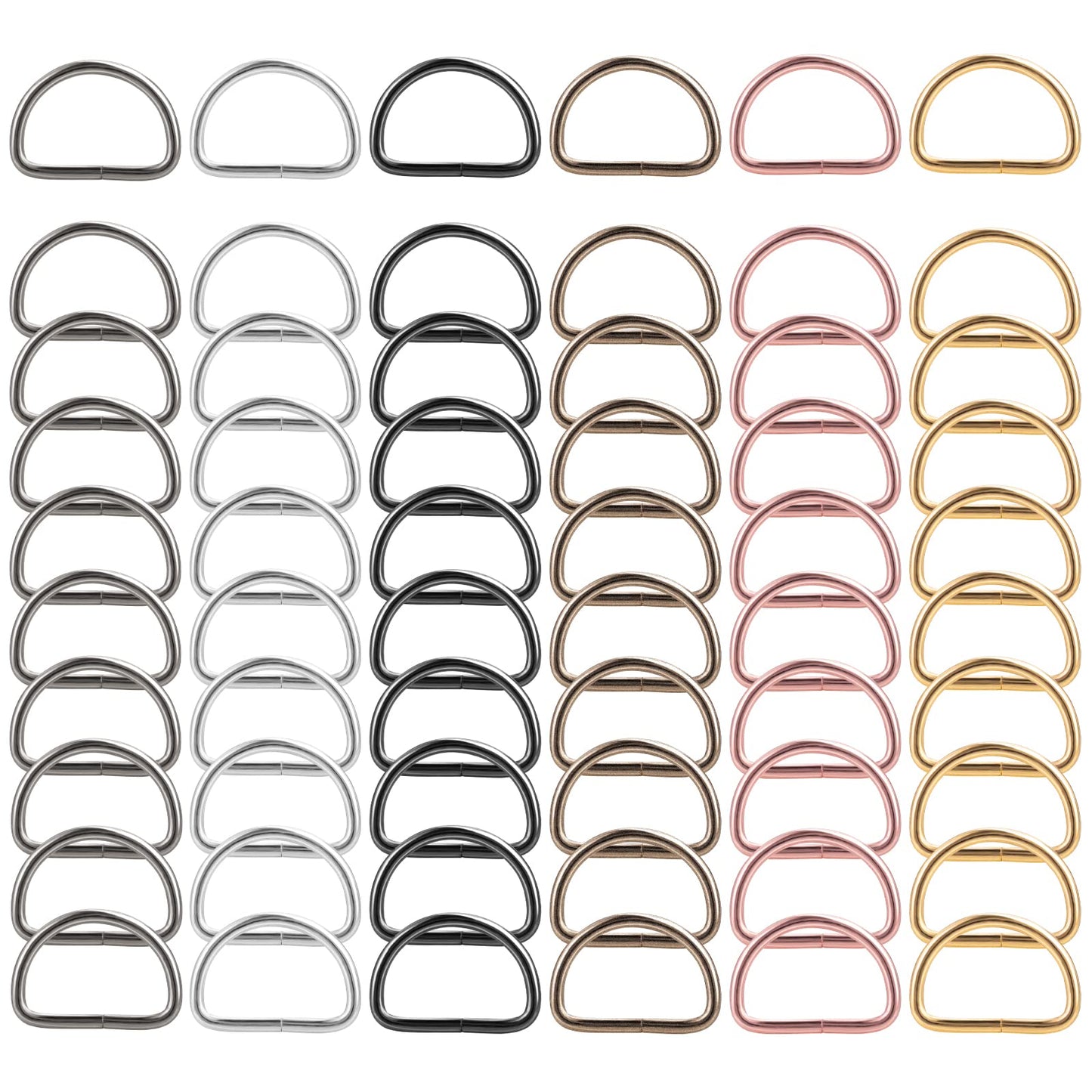 60 Pieces Metal D Rings D-Shape Buckle Clips Multi-Purpose Mixed Color D-Rings for Purse Keychains Belts and Dog Leash Hand DIY Accessories (6 Colors, 0.98in)