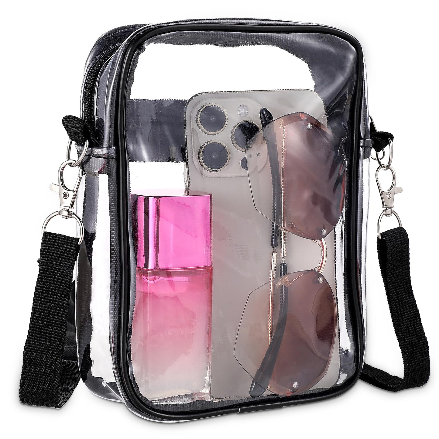 Clear Crossbody Bag Stadium Approved Clear Bag for Stadium Events Thickened Clear Purses for Women Adjustable Clear Shoulder Bag for Concerts Festivals Sports Events