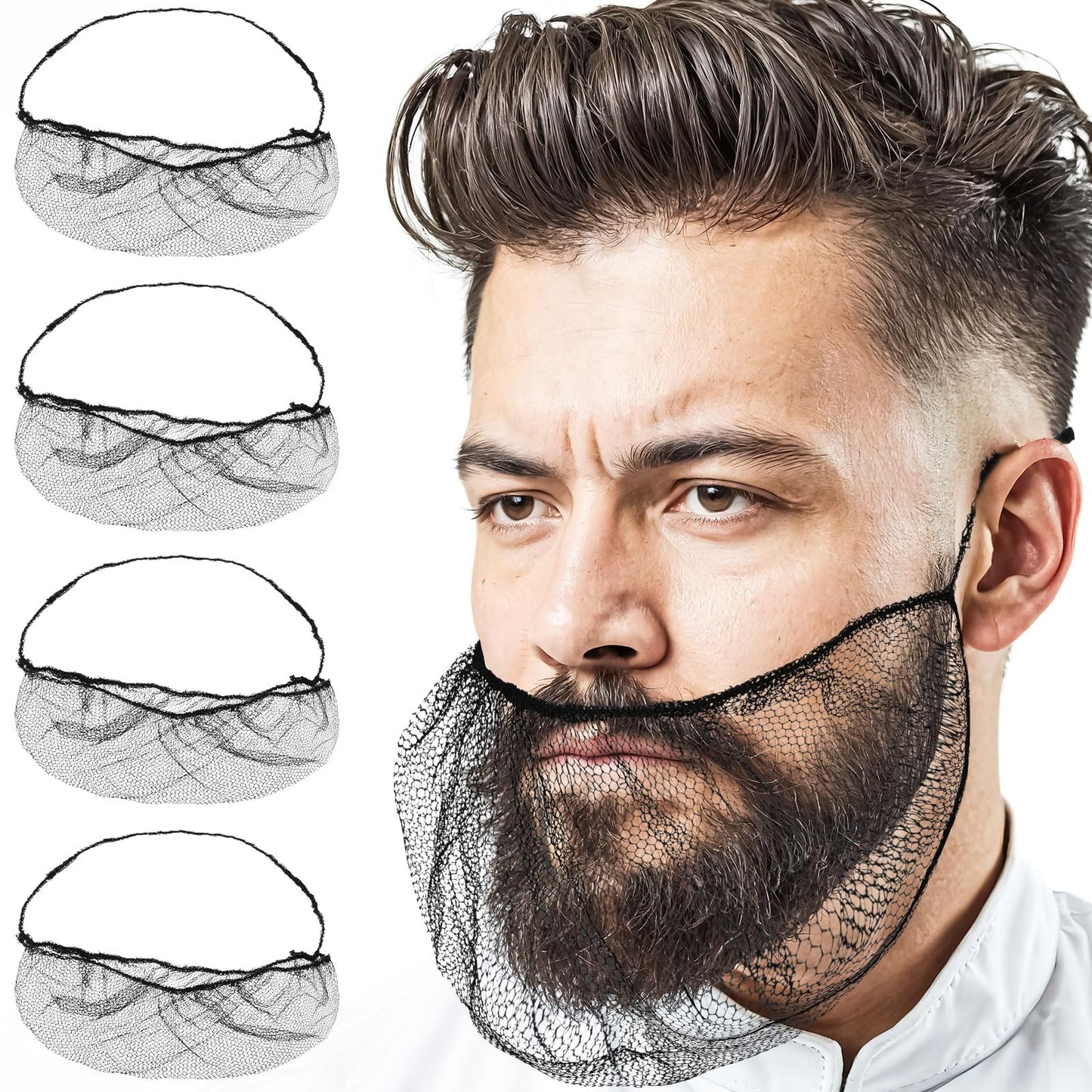 Tucnoeu 50Pcs Nylon Beard Nets Food Service,Disposable Black Beard Covers Prevent Beards from Falling Beard Net for Food Service,Cooking Cleaning,Building Home