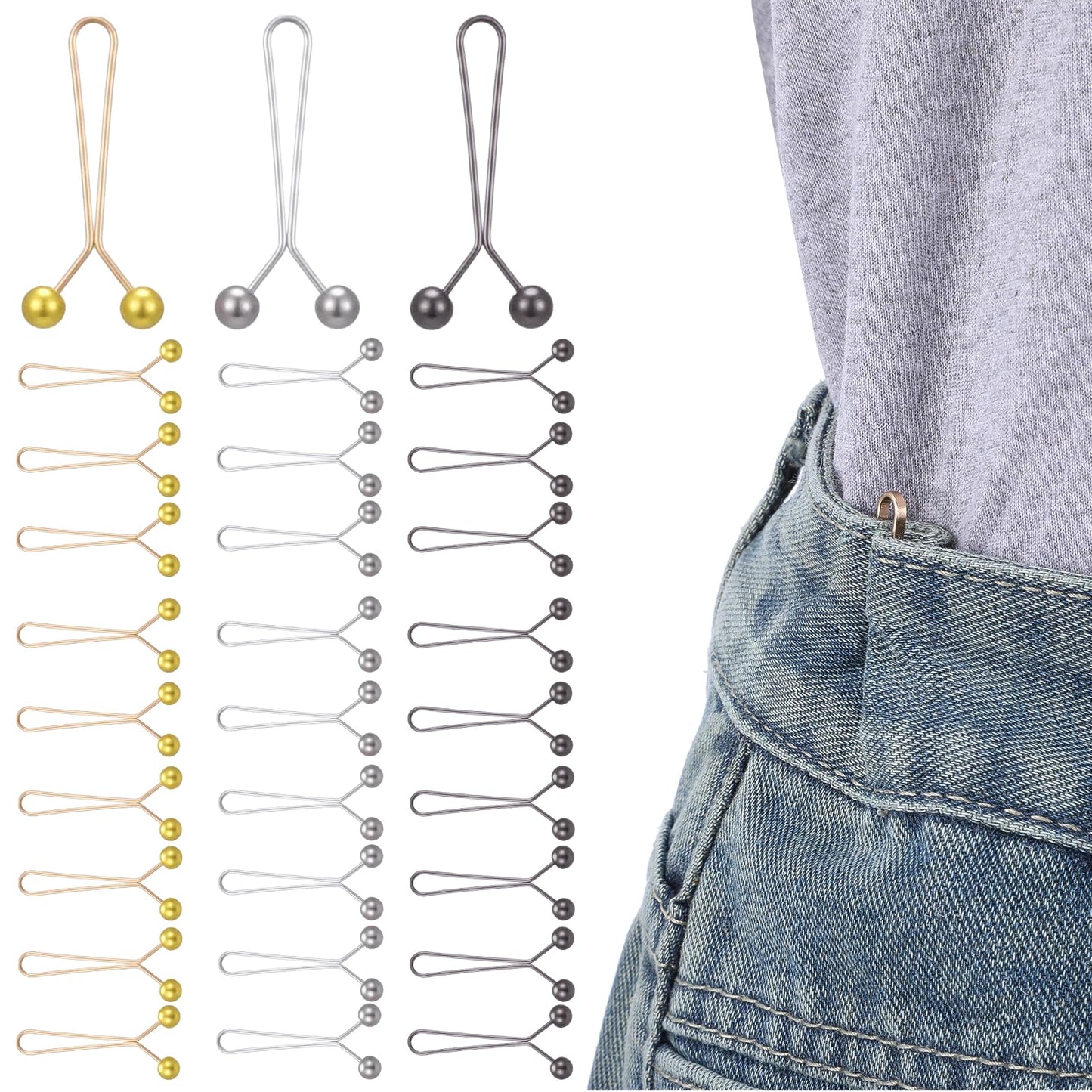30Pcs Hijab Pins Exquisite Pant Waist Tightener Safety Shawl Pin Reusable