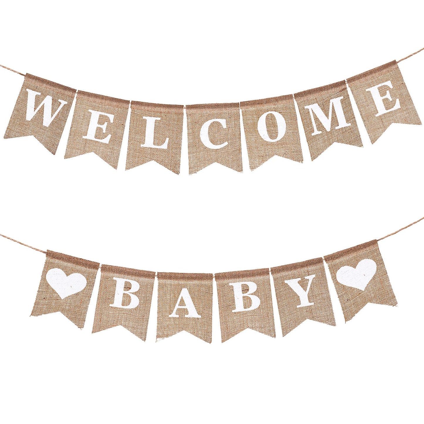 Welcome Baby Burlap Banner Pre-Strung Sign for Baby Shower, Gender Reveal Party Baby Shower Decorations for Boys and Girls