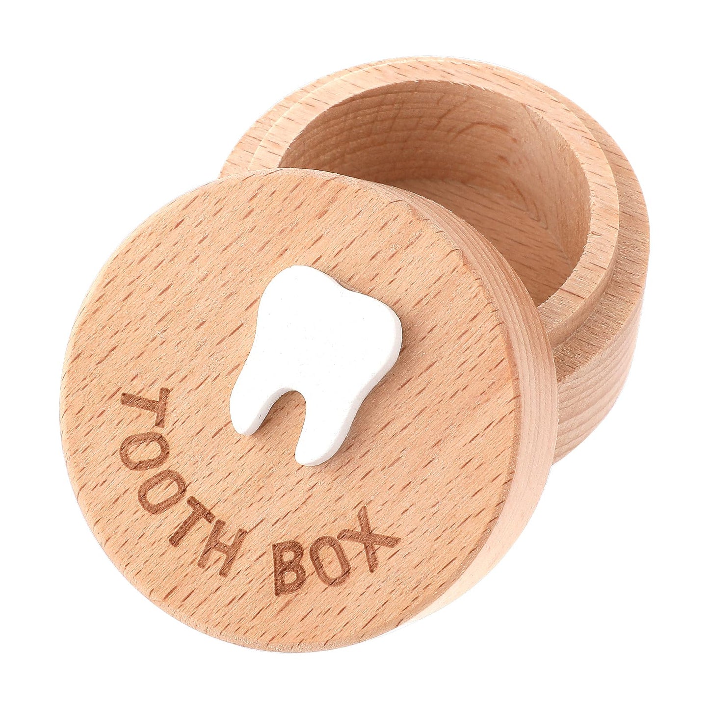 Lusofie Tooth Fairy Box 3D Carved Wooden Tooth Box Baby Teeth Keepsake Storage Box Tooth Boxes for Lost Teeth For Kids