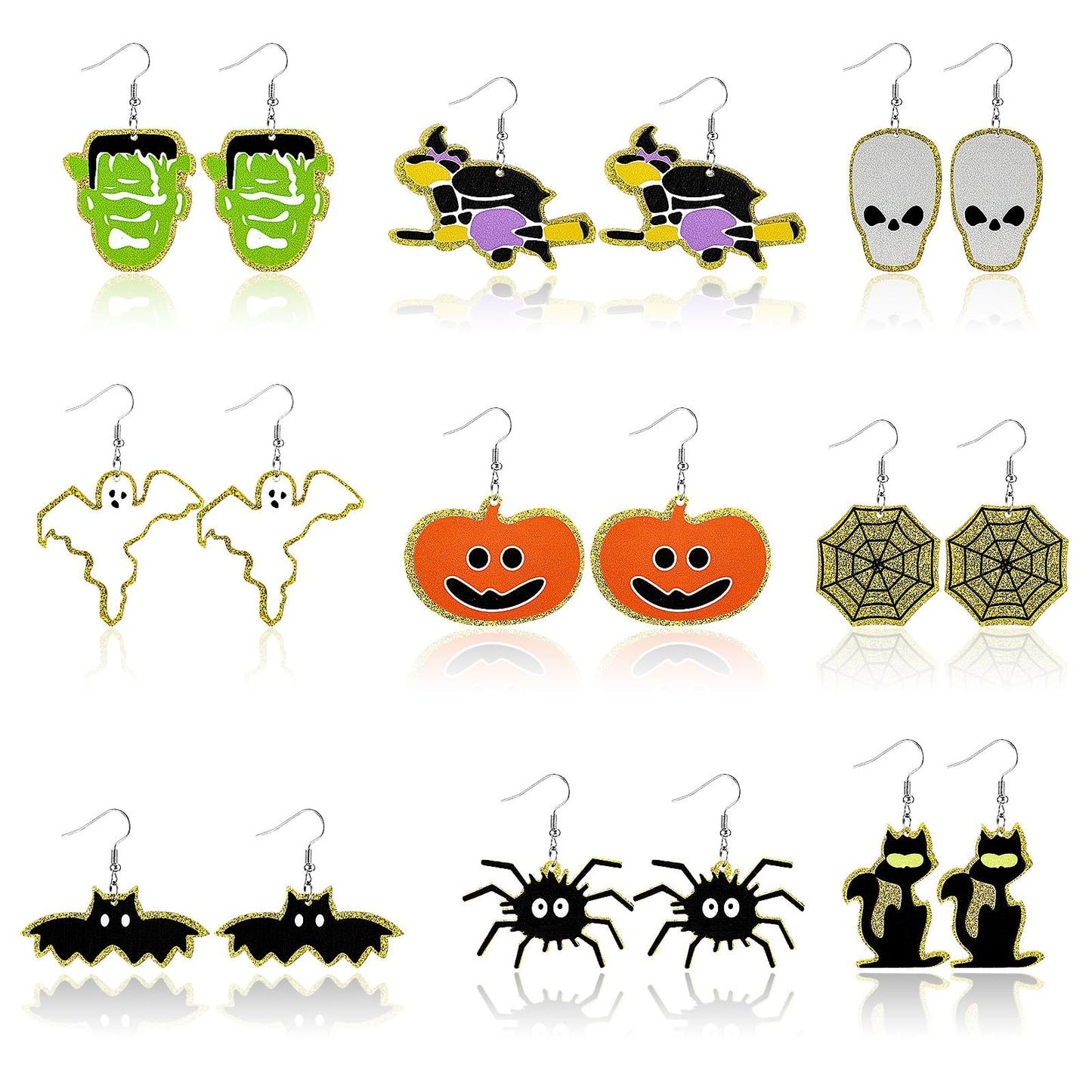 Lusofie 9Pairs Halloween Dangle Earrings for Women, Halloween Drop Earrings Halloween Earrings Jewelry Set