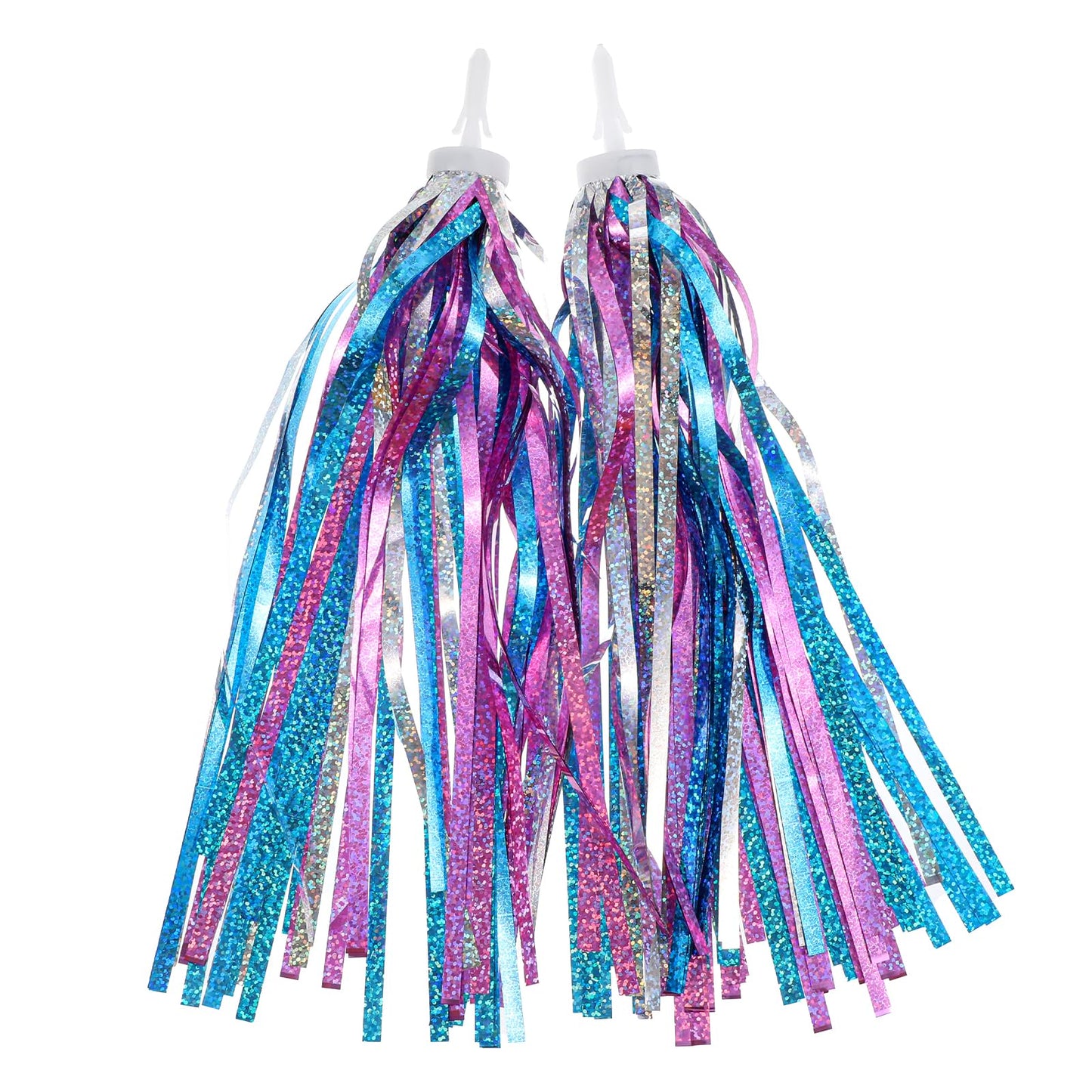 Fiyooau 1 Pair of Pink Blue Bike Streamers, Sparkling Bike Tassels for Girls, Bicycle Handlebar Streamers Kids Bike Accessories