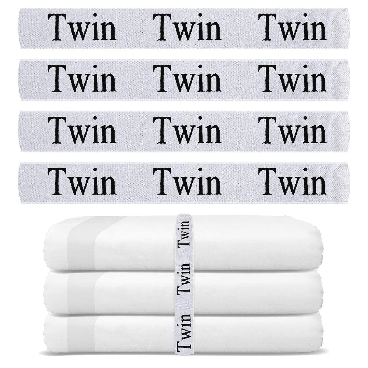 Yolev 4 Pack Bed Sheet Organizer Bands, Sheet Organizer for Linen Closet, Elastic Bed Sheet Storage Sheet Keepers, Linen Labels Bedding Bands (Twin)