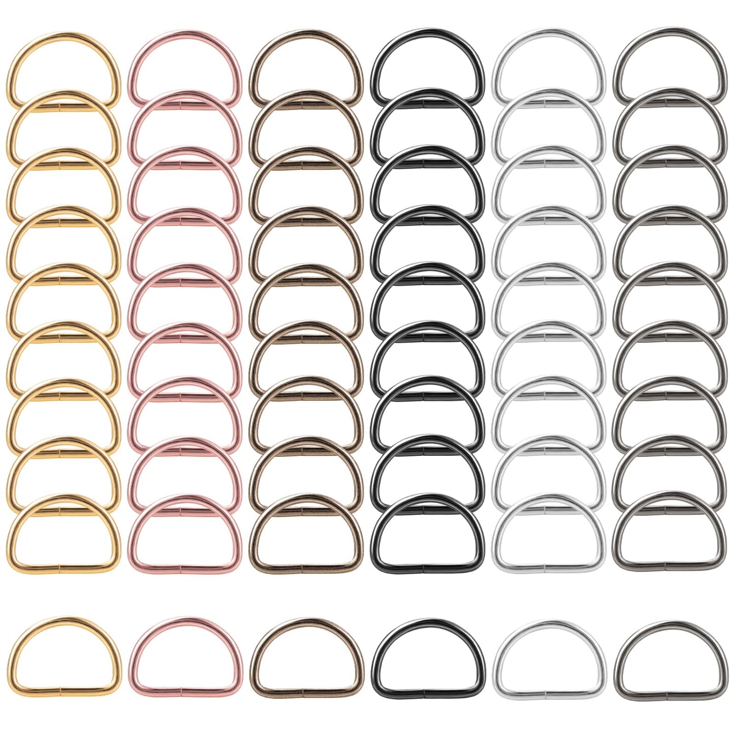 DIVINA VITAE 60 Pcs Metal D Rings Colorful D Ring Multi-Purpose Small D Ring Buckle Clipse for Pet Collar Hardware Bag Buckle Strap DIY Sewing (20mm)
