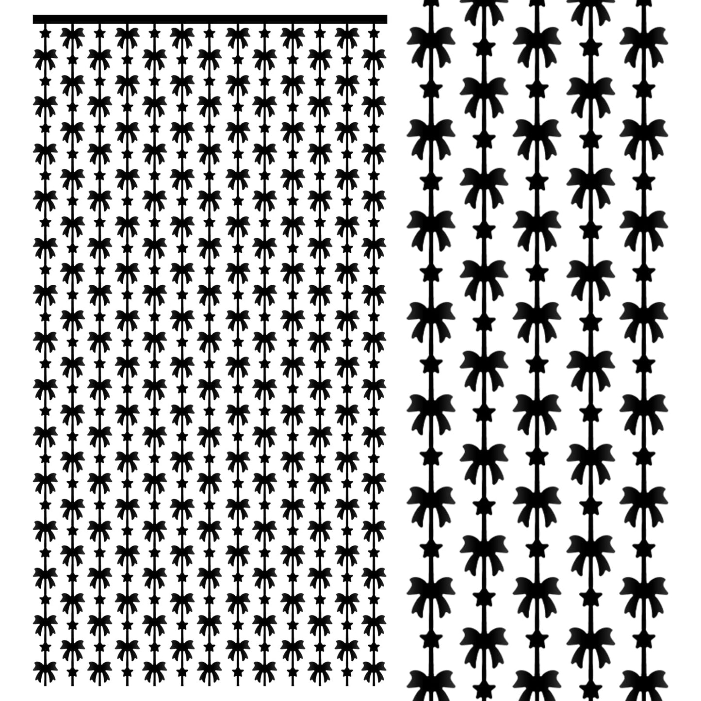 2 Pack Black Foil Fringe Curtains - 3.3 X 6.6 Ft Bow Party Decorations - Metallic Tinsel Photo Booth Backdrop for Birthday Bachelorette Easy Apply Party Supplies