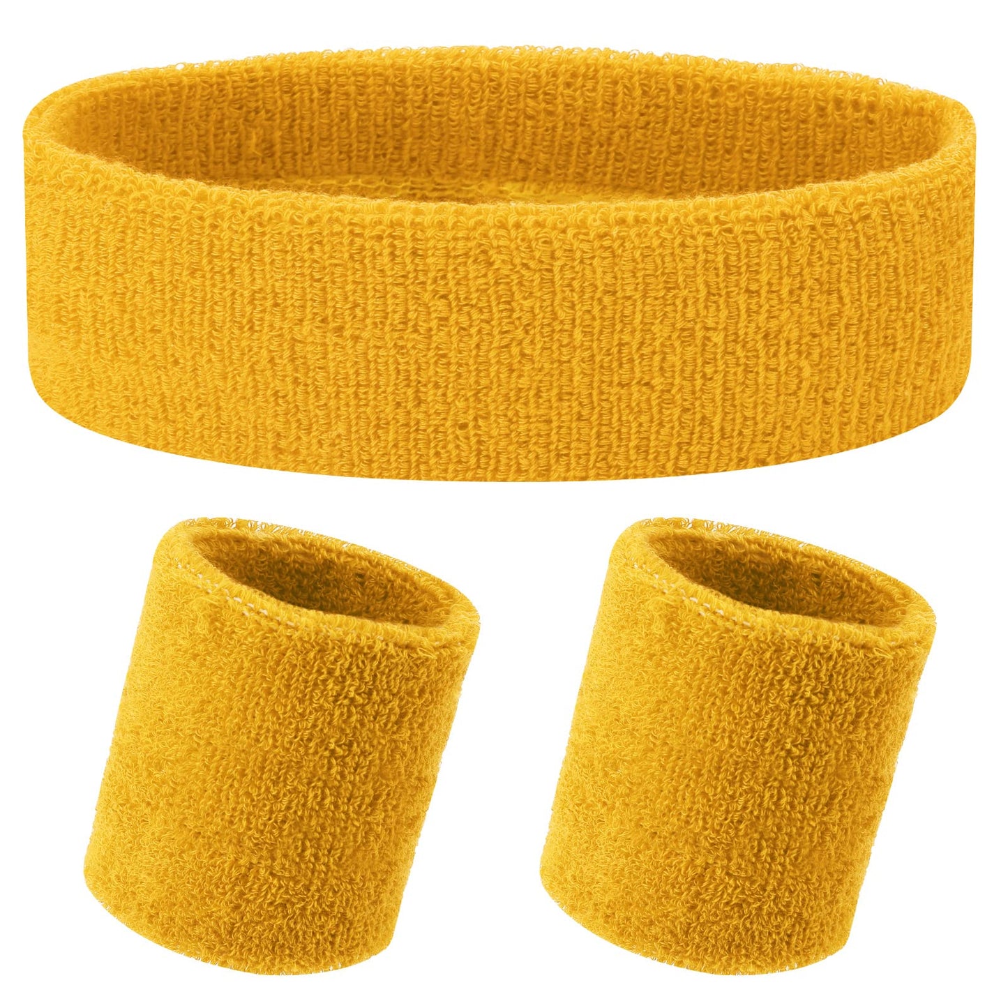 Sports Headband Wristbands Soft Thickened Terry Cotton Girls Sweat Band for Gym Tennis Gymnastics Football Soccer (yellow)