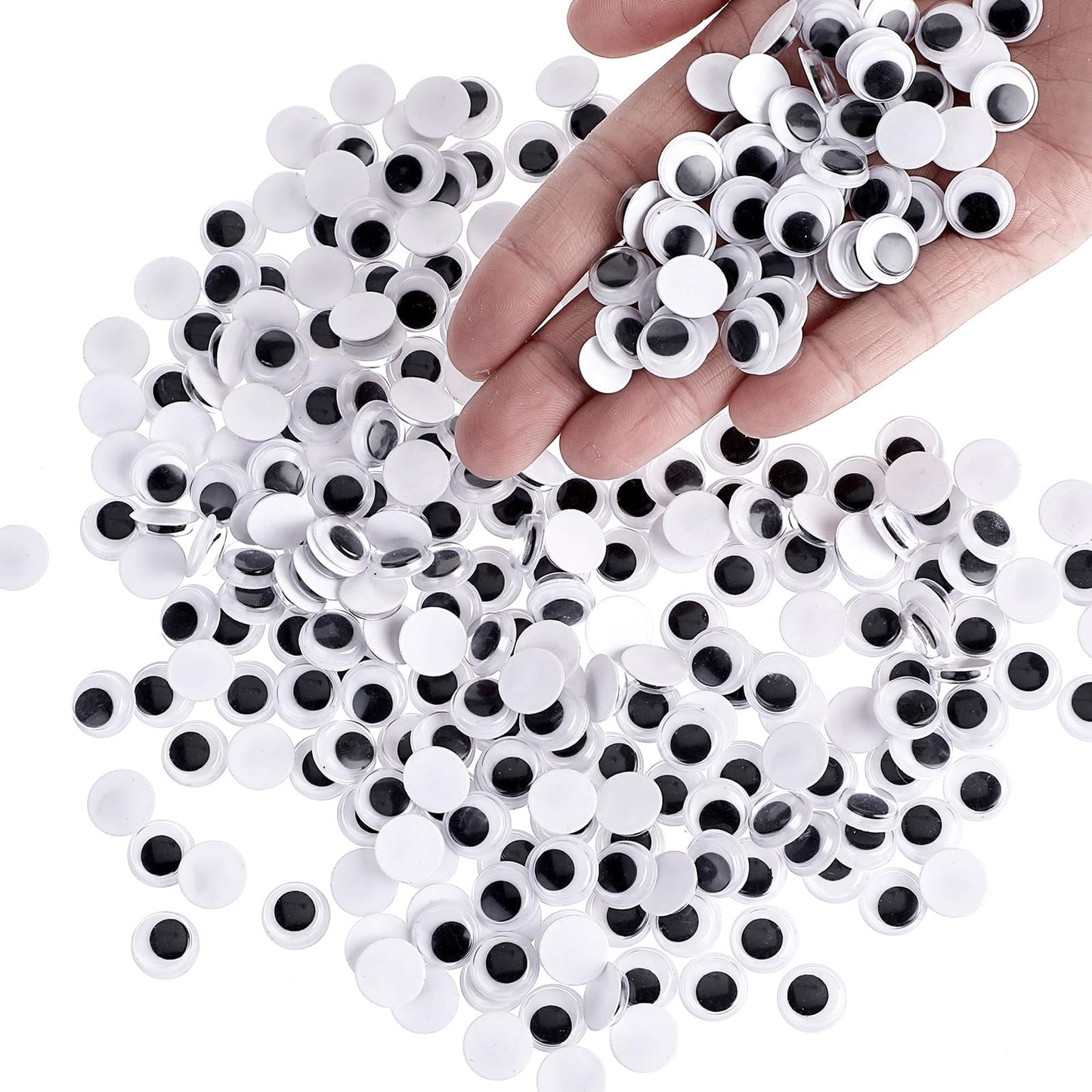 Lusofie 300 Pcs Black White Googly Eyes Prank Wiggle Eyes Plastic Googly Eyes self Adhesive for DIY Crafts Projects School Halloween Christmas DIY Craft Supplies