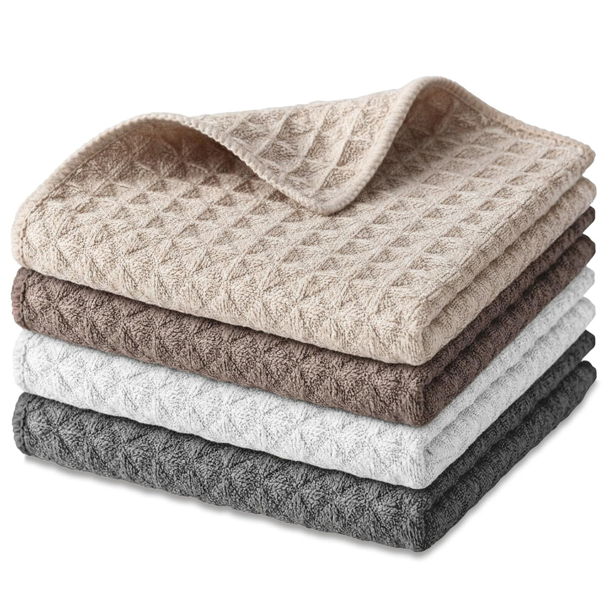 4 Pack Barista Towels, 12" x 12" Microfiber Espresso Towel, Waffle Weave Coffee Towel Cleaning Cloths for Coffee Bar Steam Wand Countertop Milk Frother, Espresso Machine Accessories