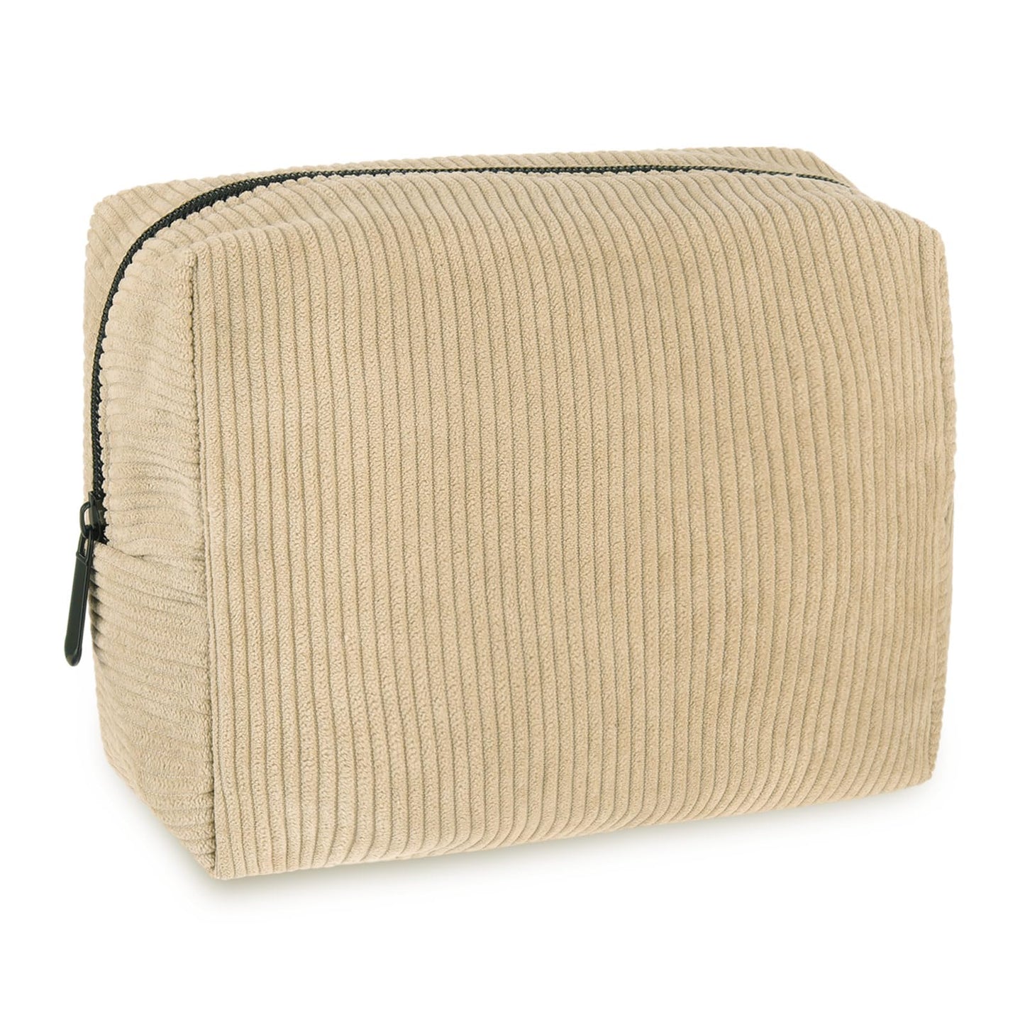 Portable Corduroy Makeup Bag with Zipper Small Makeup Bag for Purse Versatile Travel Cosmetic Bag Makeup Pouch Toiletry Bag Zipper Make Up Bag Makeup Brushes Storage Bag for Women Girls(Beige)