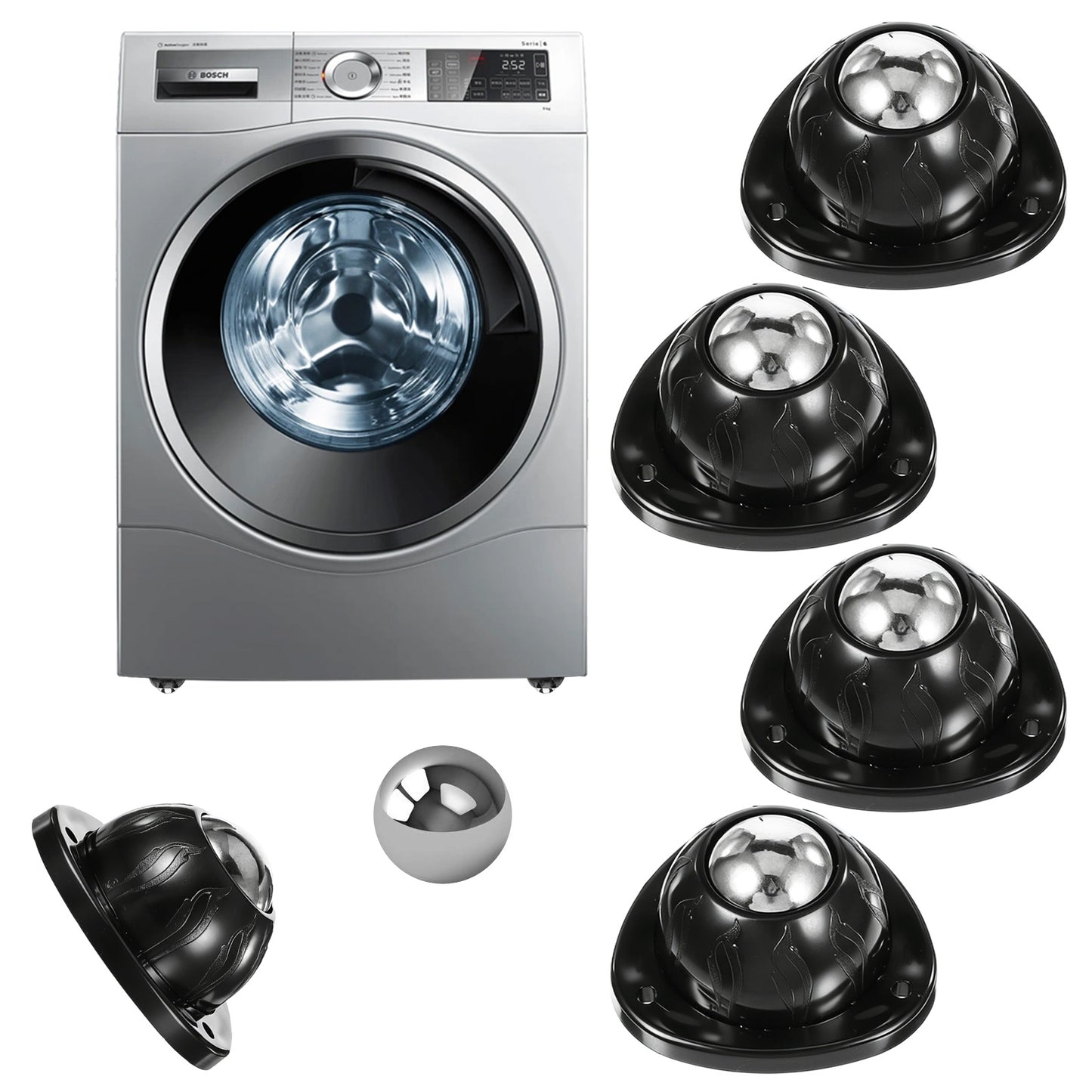 4PCS Self Adhesive Caster Wheels, 360° Appliance Rollers, Appliance Wheels, 40 LBS Load Capacity Per Wheel, for Storage Boxes, Trash Cans, Bedside Tables, and Kitchen Appliances.