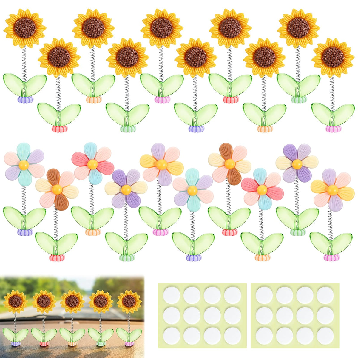 20pcs Spring Flower Car Dashboard Decorations