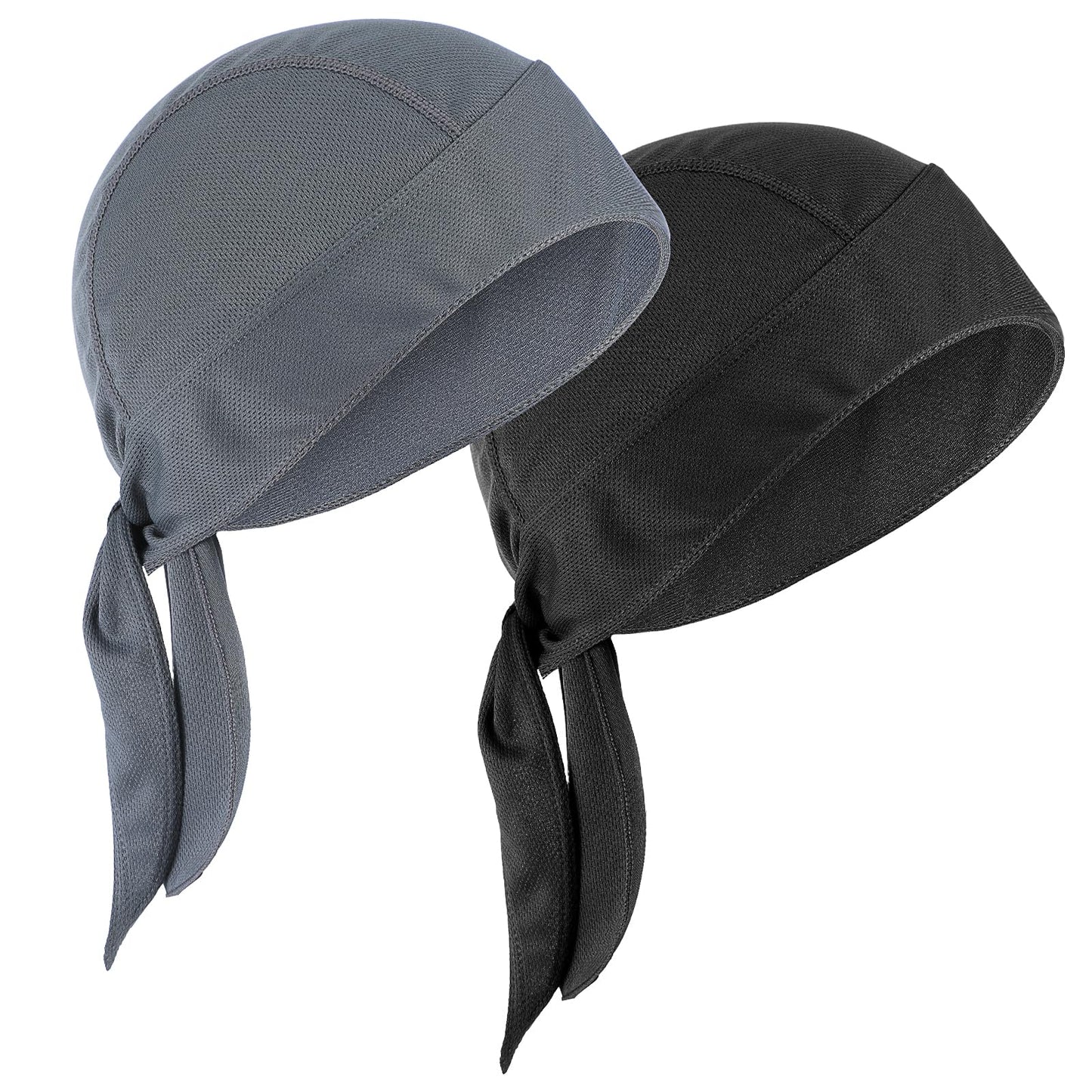 DIVINA VITAE Bandana for Men 2pcs Skull Caps for Men Quick Dry Sports Mens Bandana Breathable Cycling Cap Headwear Sun Protection Beanie Cap Hat for Men and Women(Black, Grey)
