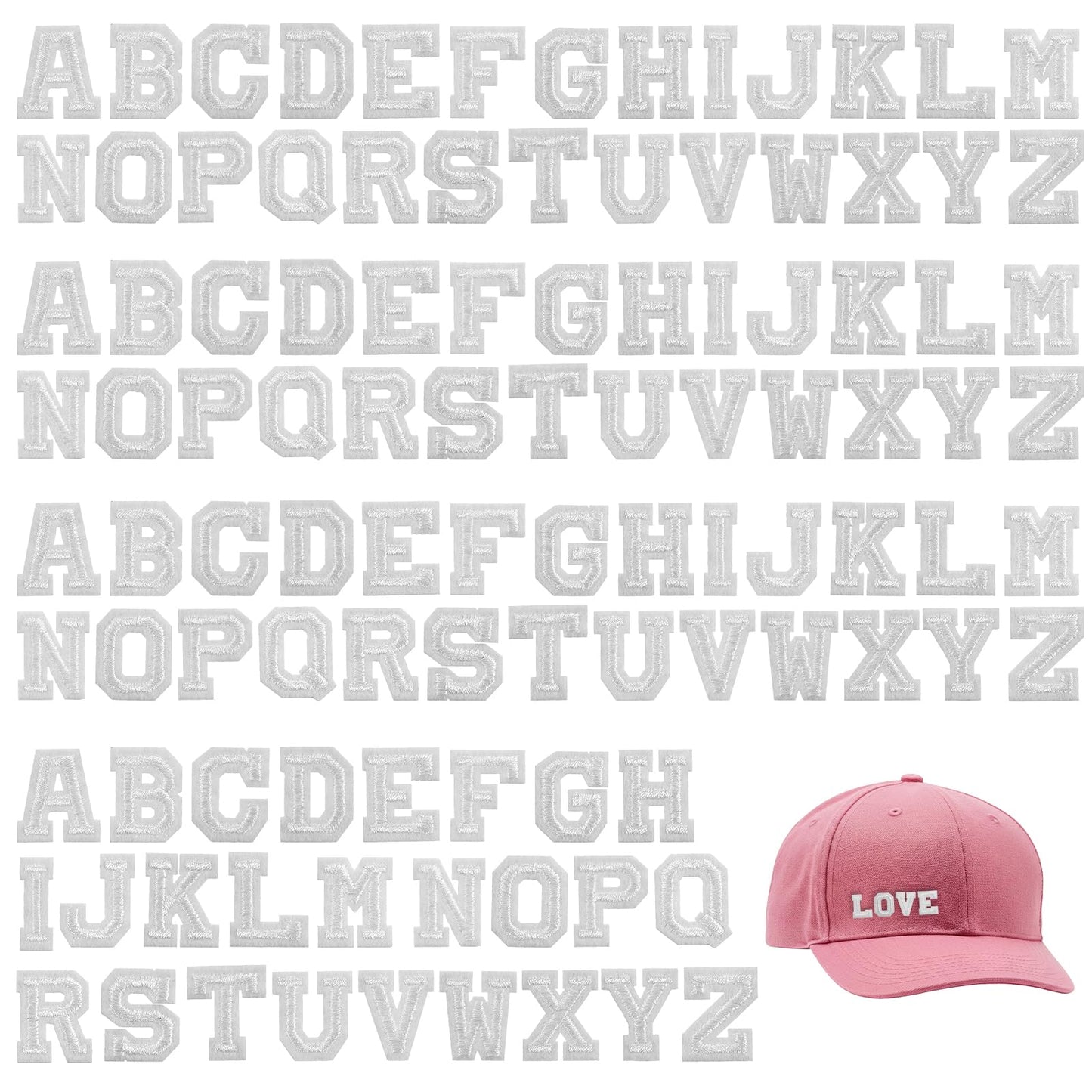 104pcs Iron on Letter Patches, A-Z 0.7 Inch Embroidered Alphabet Fabric Letters, Letter Iron on Patches for Clothing Jackets Backpacks Hats Jeans