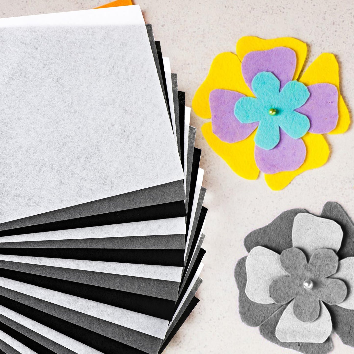 Lusofie Brown Felt Sheets 18 Pcs Felt Fabric Sheets Brown Felt Soft Felt Sheets Felt Fabric for Crafts DIY Craft Sewing Patchwork Art Projects 3 Colors 11.81 x 7.87 Inch (Black White and Gray)