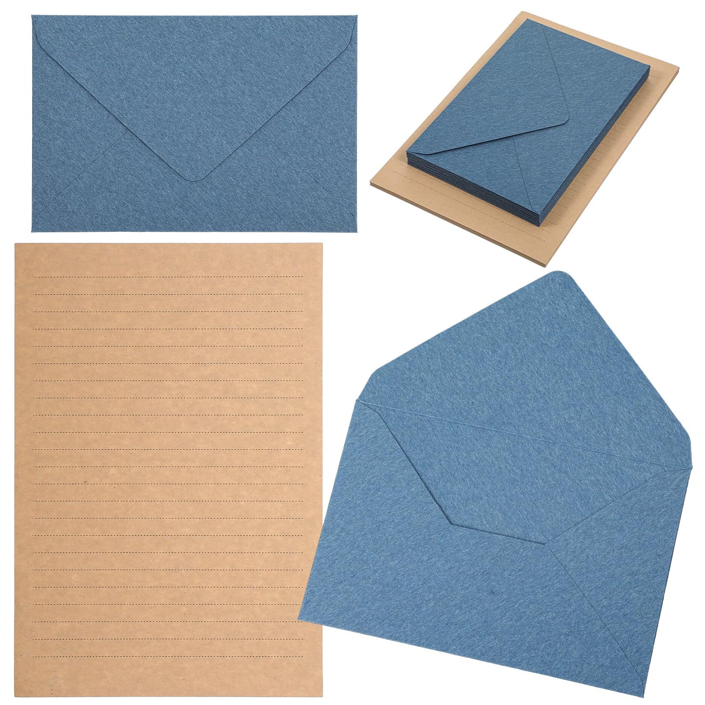 36 Pcs stationary letter and envelopes Set - Lake Blue Letter Paper and Envelopes 24pcs Writing Sheets + 12pcs 4x6 Envelope for Love Letters and Party Invitations Stationery Sets