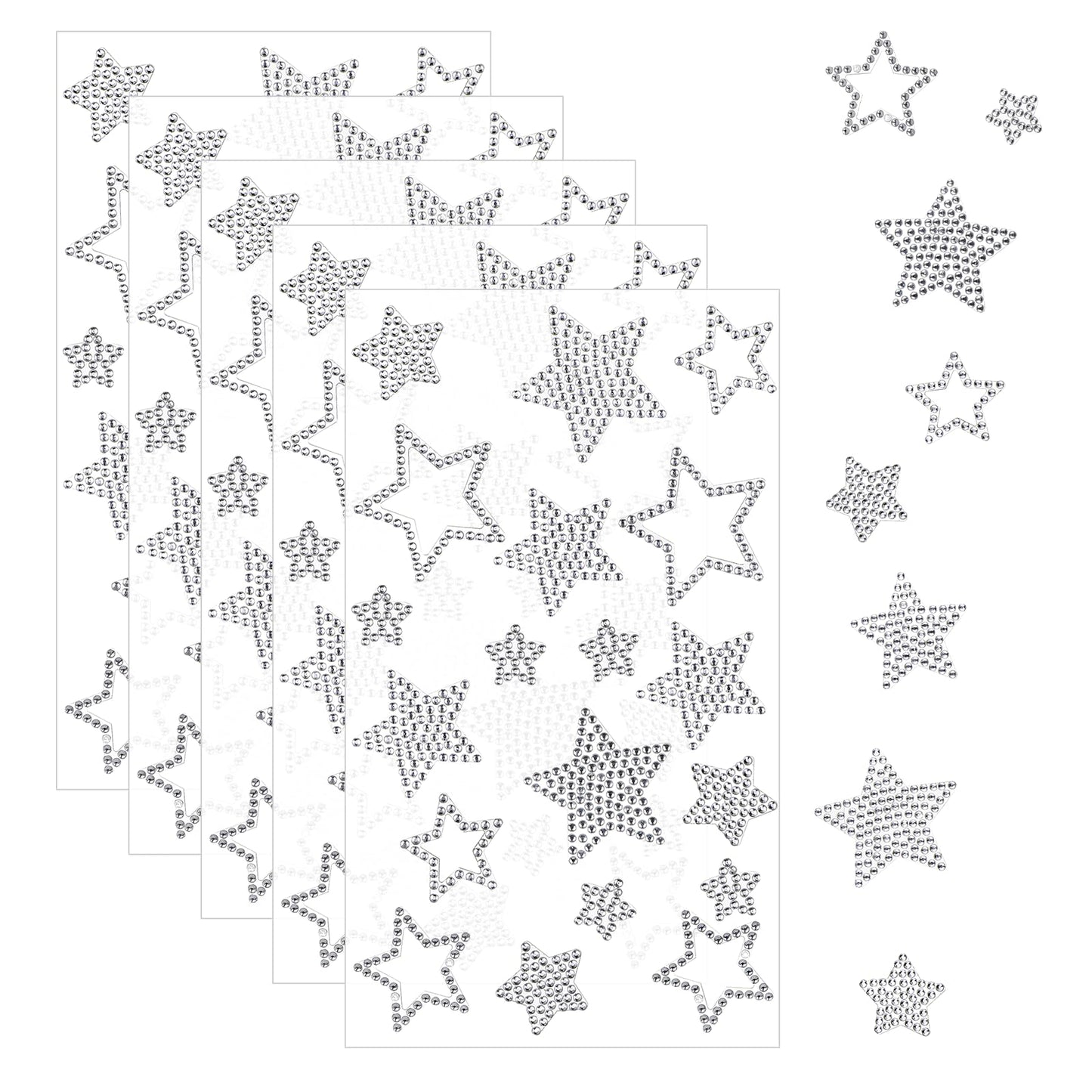 95Pcs Silver Star Rhinestone Stickers Set - Glitter Self Adhesive Jewels for Scrapbooking/Phone Decor, Y2K Party Supplies