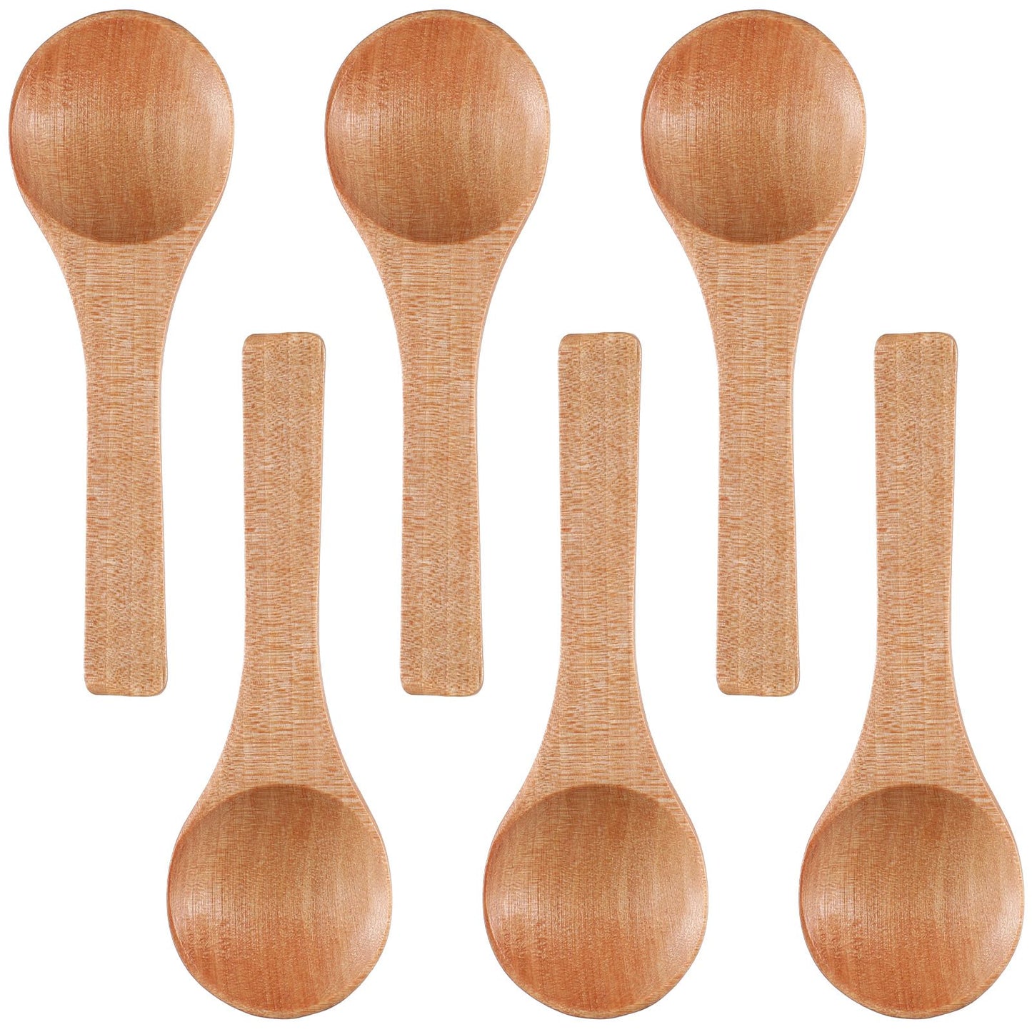 6PCS Small Wooden Spoons, 3. 5 Inch Handmade Mini Wooden Spoons for Jars Tasting Condiments Salt Sugar Coffee Tea Honey Spices,Ideal Kitchen Gift (Wood Color)