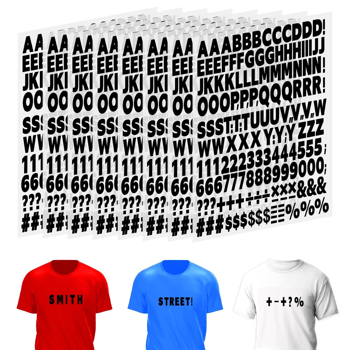 8 Sheets 1328 Pcs Iron on Letters for Fabric, Small Iron on Letters with A-Z, Vinyl Letters 1 Inch Black Heat Transfer Letters for Fabric, Clothing T-Shirt Printing DIY Craft (Black)