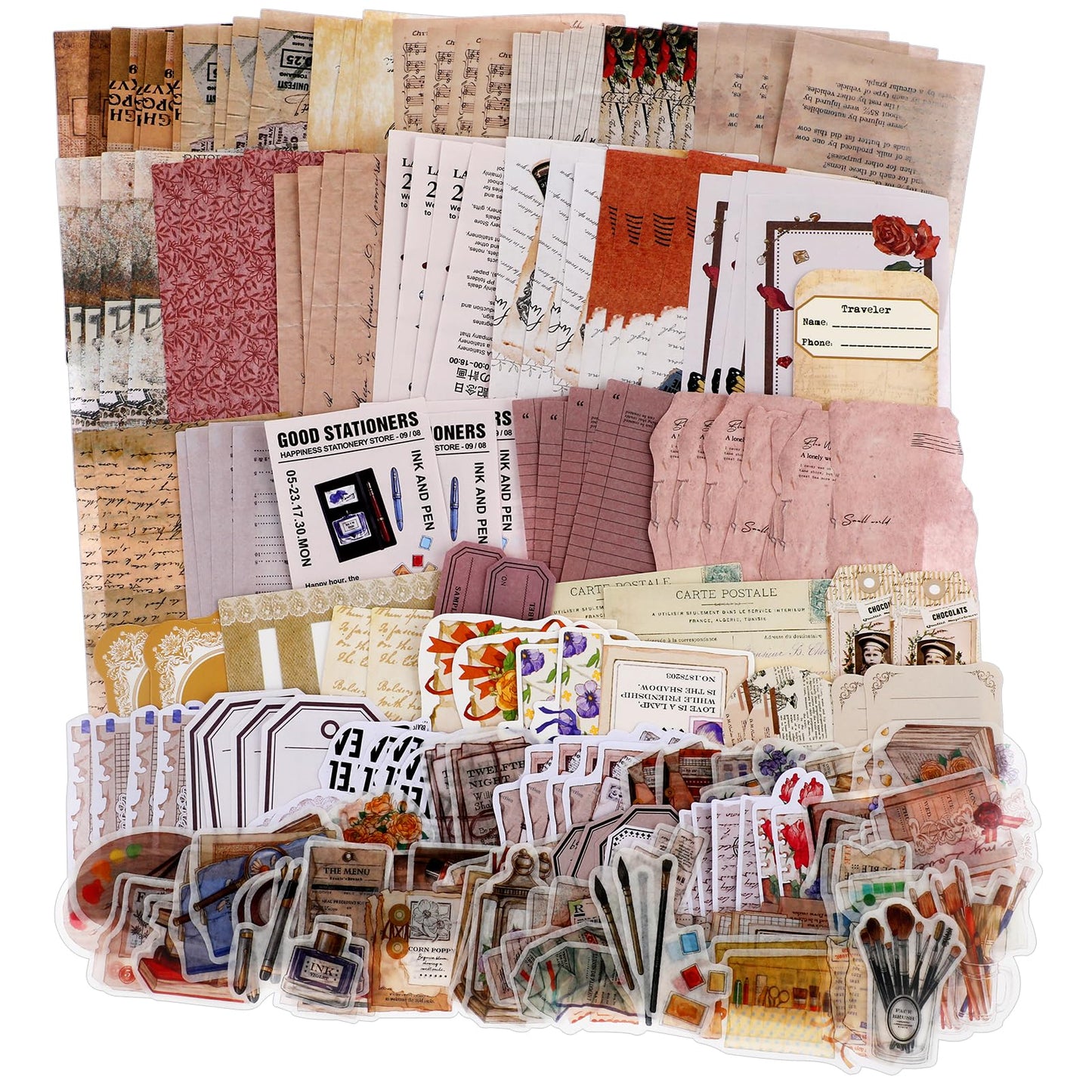 Lusofie 260 Pcs Journal Stickers Scrapbook Stickers Vintage Scrapbook Journal Stickers Scrapbooking Supplies Craft Supplies for Adults Kids(Academy)