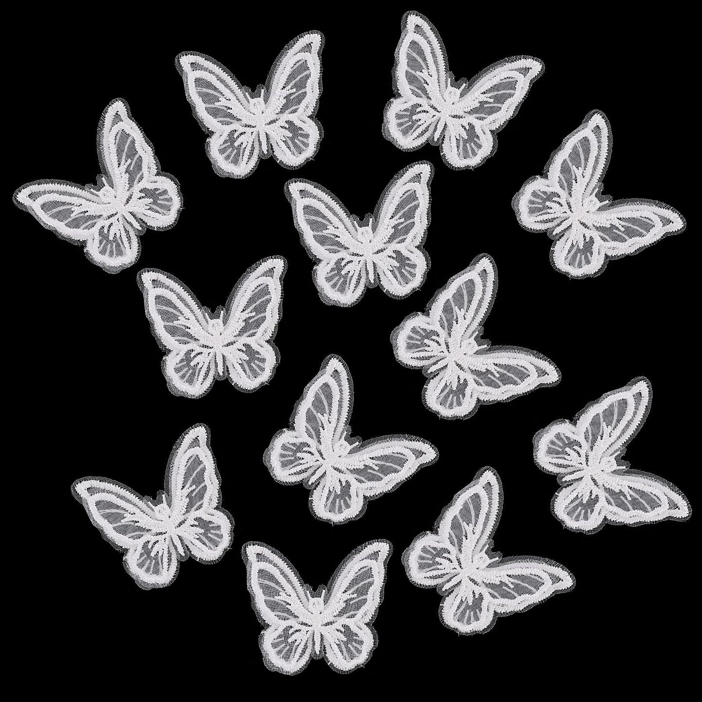 Yolev 12pcs Butterfly Lace Trim Patches Double Layers Butterfly Embroidered Patches DIY Craft Butterfly Decor Applique Patches for Sewing Craft Wedding Parties Ornament Decoration Accessories