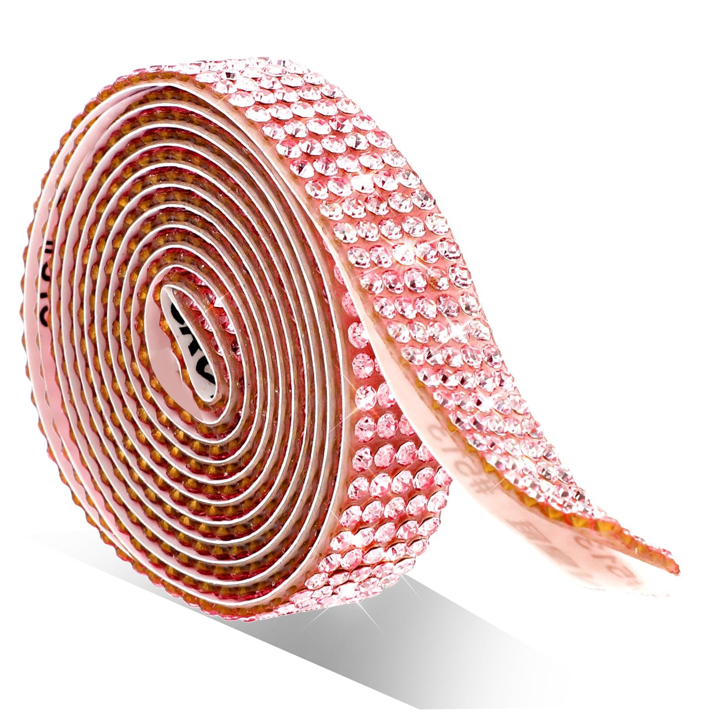 Telooco Self Adhesive Rhinestone Ribbon Rhinestone Strips Glitter Sticker Roll for DIY Phone Mirror Shoes Car Decorations(Pink)